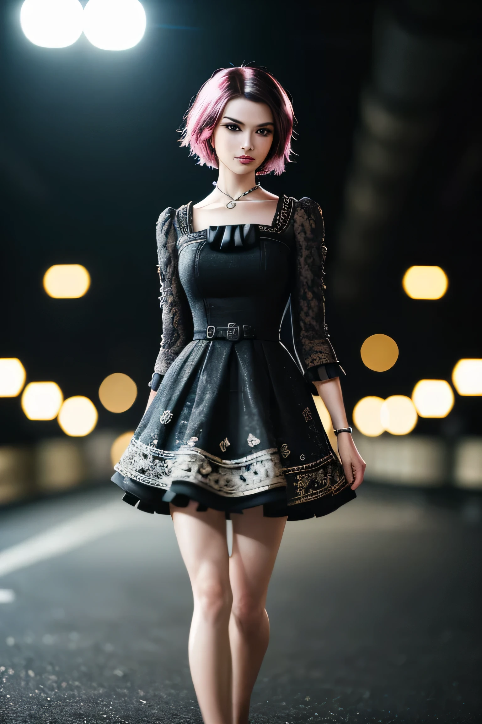 (masterpiece), (extremely intricate:1.3), (realistic), a girl, (punk, new wave), (dynamic perspective), dynamic angle, the most beautiful in the world, chic dress, smirk, tunnel, Aomori, Haifa, professional photograph of a stunning woman detailed, sharp focus, dramatic, award winning, cinematic lighting, octane render unreal engine, volumetrics dtx, (film grain, blurry background, blurry foreground, bokeh, depth of field)
