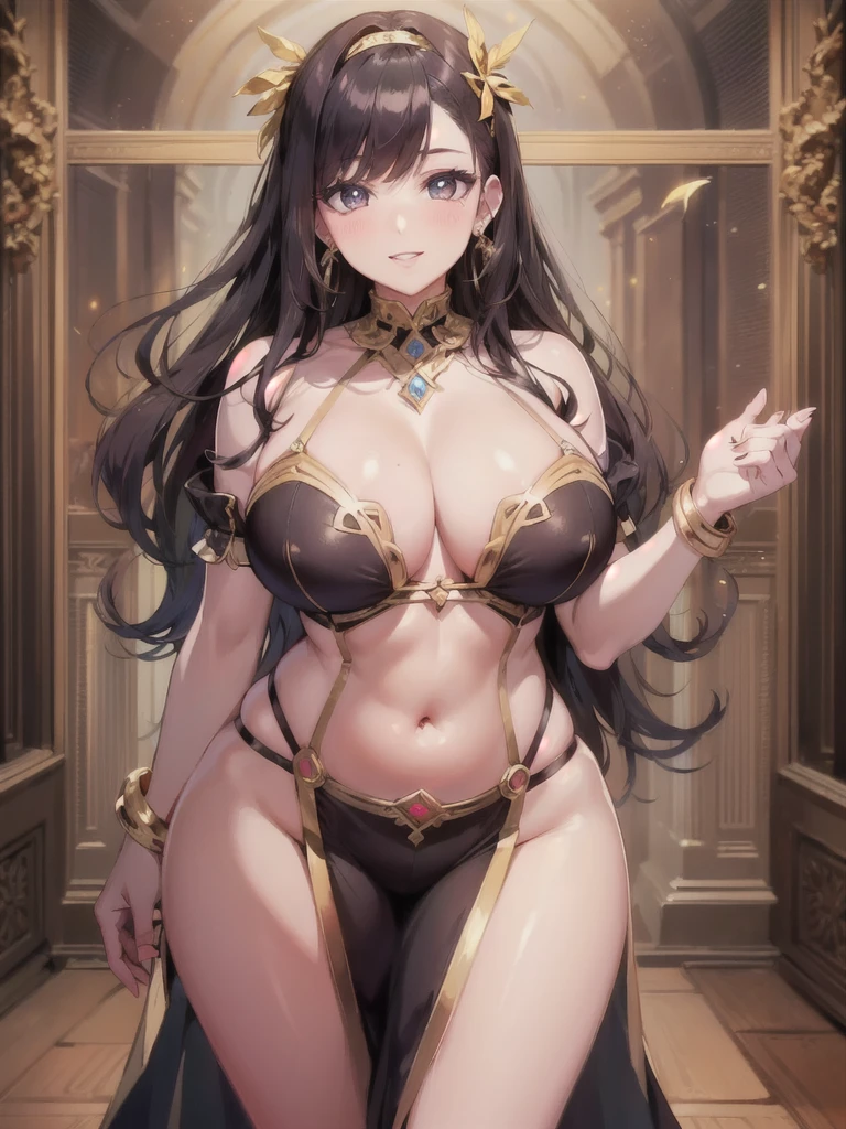 Big Breastsの女性, Blonde, colored feather, metal ornaments, colored Flowers, particle, Light, (masterpiece, 最high quality, 最high quality, Official Art, Beautiful and aesthetic:1.2), (1 girl:1.3), Very detailed,(Fractal Art:1.1),(colorful:1.1)(Flowers:1.3),Most detailed,(Dynamic pose), (Abstract background:1.3), (Shiny skin), (Many colors :1.4), ,(Earrings:1.4), (feather:1.4),masterpiece, 最high quality, 30~40 years, full body shot, Mature Woman, 美しい Mature Woman,Captivating smile, Thick lips, Plumpとした唇, blush, Looking at the audience, Provocative expression, Cleavage, Plump、Curvy Hips、Attractive face、Mischievous face、An inviting gaze、Expressing emotions,Standing position、gorgeous accessories different hairstyles,Gold headband,Ample breasts,Uneven buttocks,Greek clothing,Tulle covers the chest,Perfect balance, Detailed clothing details,Temple,marble,Statue of God,cinematic Lighting, Film Grain, contrast of Light and dark, 8k, masterpiece, Very detailed, Attention to detail, high quality, High resolution, masterpiece, 最high quality, Very detailed, Big Breasts, Are standing, Cowboy Shot, Looking at the audience, Outdoor, blush, 1 girl, (masterpiece:1.3), (High resolution), (8k), (Very detailed), Perfect Face, Beautiful eyes and face, (((最high quality))), (Very detailed), Detailed face and eyes, (alone), High resolution、Beautiful eyes,(((Sexy pose)))、(((Full body depiction)))