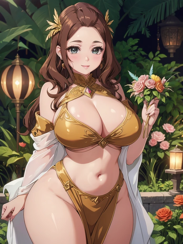 Big Breastsの女性, Blonde, colored feather, metal ornaments, colored Flowers, particle, Light, (masterpiece, 最high quality, 最high quality, Official Art, Beautiful and aesthetic:1.2), (1 girl:1.3), Very detailed,(Fractal Art:1.1),(colorful:1.1)(Flowers:1.3),Most detailed,(Dynamic pose), (Abstract background:1.3), (Shiny skin), (Many colors :1.4), ,(Earrings:1.4), (feather:1.4),masterpiece, 最high quality, 30~40 years, full body shot, Mature Woman, 美しい Mature Woman,Captivating smile, Thick lips, Plumpとした唇, blush, Looking at the audience, Provocative expression, Cleavage, Plump、Curvy Hips、Attractive face、Mischievous face、An inviting gaze、Expressing emotions,Standing position、gorgeous accessories different hairstyles,Gold headband,Ample breasts,Uneven buttocks,Greek clothing,Tulle covers the chest,Perfect balance, Detailed clothing details,Temple,marble,Statue of God,cinematic Lighting, Film Grain, contrast of Light and dark, 8k, masterpiece, Very detailed, Attention to detail, high quality, High resolution, masterpiece, 最high quality, Very detailed, Big Breasts, Are standing, Cowboy Shot, Looking at the audience, Outdoor, blush, 1 girl, (masterpiece:1.3), (High resolution), (8k), (Very detailed), Perfect Face, Beautiful eyes and face, (((最high quality))), (Very detailed), Detailed face and eyes, (alone), High resolution、Beautiful eyes,(((Sexy pose)))、(((Full body depiction)))