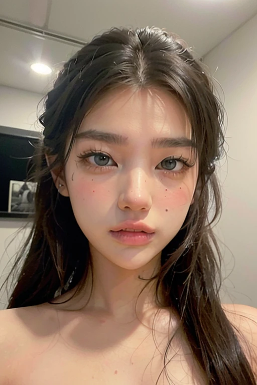 Great lighting, Cinema Lighting, (Bustling Korean Town),
((SFW)), (highest quality, masterpiece:1.4), Absurd, Ultra-high-definition CG, 8k, High resolution, Beautiful Face, Detailed face, One girl, alone ,Braiding, Toned Up, Shiny skin, Tilt your head, still, bloom, Particles of light, Depth of written boundary,highly detailed eyes and face,Beautiful and fine details,((Every detail、Very big eyes:1.4)),((Clear eyes:1.4)),((double eyelid)),((Slit eyes)),((White of the eye)),((Long eyelashes)),((eye shadow)),((Heavy eye makeup)),((Light on face:1.2)),((Cinema Lighting:1.2)),(Photorealism:1.4),((Fully nude)),((((nsfw))))