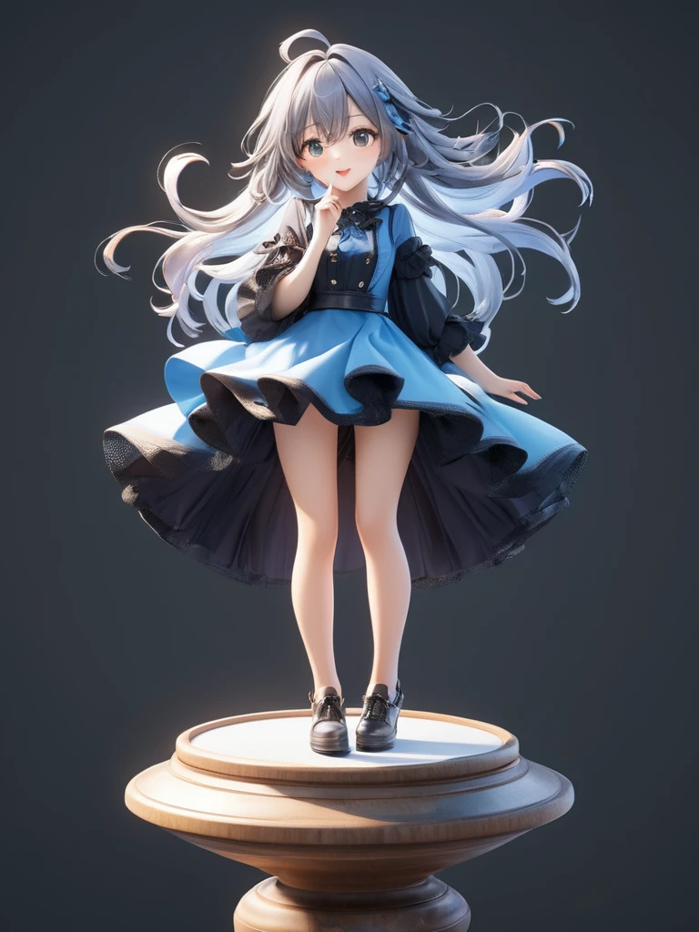 3D figure, a photo of an figure, full body, high quality photo, wild and bautiful 1girl, simple and flat background, (masterpiece:1.2), (best quality),(ultra detailed),(extremely detailed),(absolutely resolution) ,absurdres,8k,
BREAK, 1girl, solo, (high-resolution-eyes:1.5), gradation hair, messy hair, blowing kiss, smile, standing-on-pedestal,