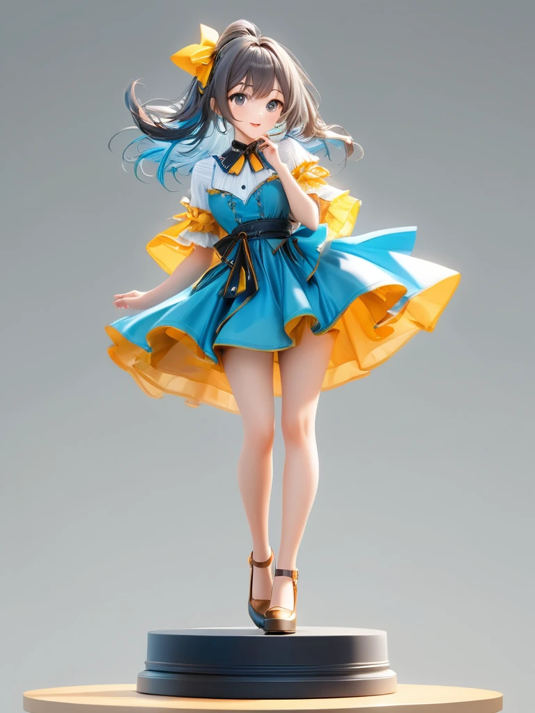 3D figure, a photo of an figure, full body, high quality photo, wild and bautiful 1girl, simple and flat background, (masterpiece:1.2), (best quality),(ultra detailed),(extremely detailed),(absolutely resolution) ,absurdres,8k,
BREAK, 1girl, solo, (high-resolution-eyes:1.5), gradation hair, messy hair, blowing kiss, smile, standing-on-pedestal,