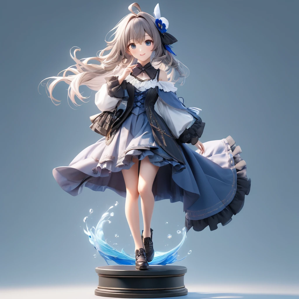 3D figure, a photo of an figure, full body, high quality photo, wild and bautiful 1girl, simple and flat background, (masterpiece:1.2), (best quality),(ultra detailed),(extremely detailed),(absolutely resolution) ,absurdres,8k,
BREAK, 1girl, solo, (high-resolution-eyes:1.5), gradation hair, messy hair, blowing kiss, smile, standing-on-pedestal,