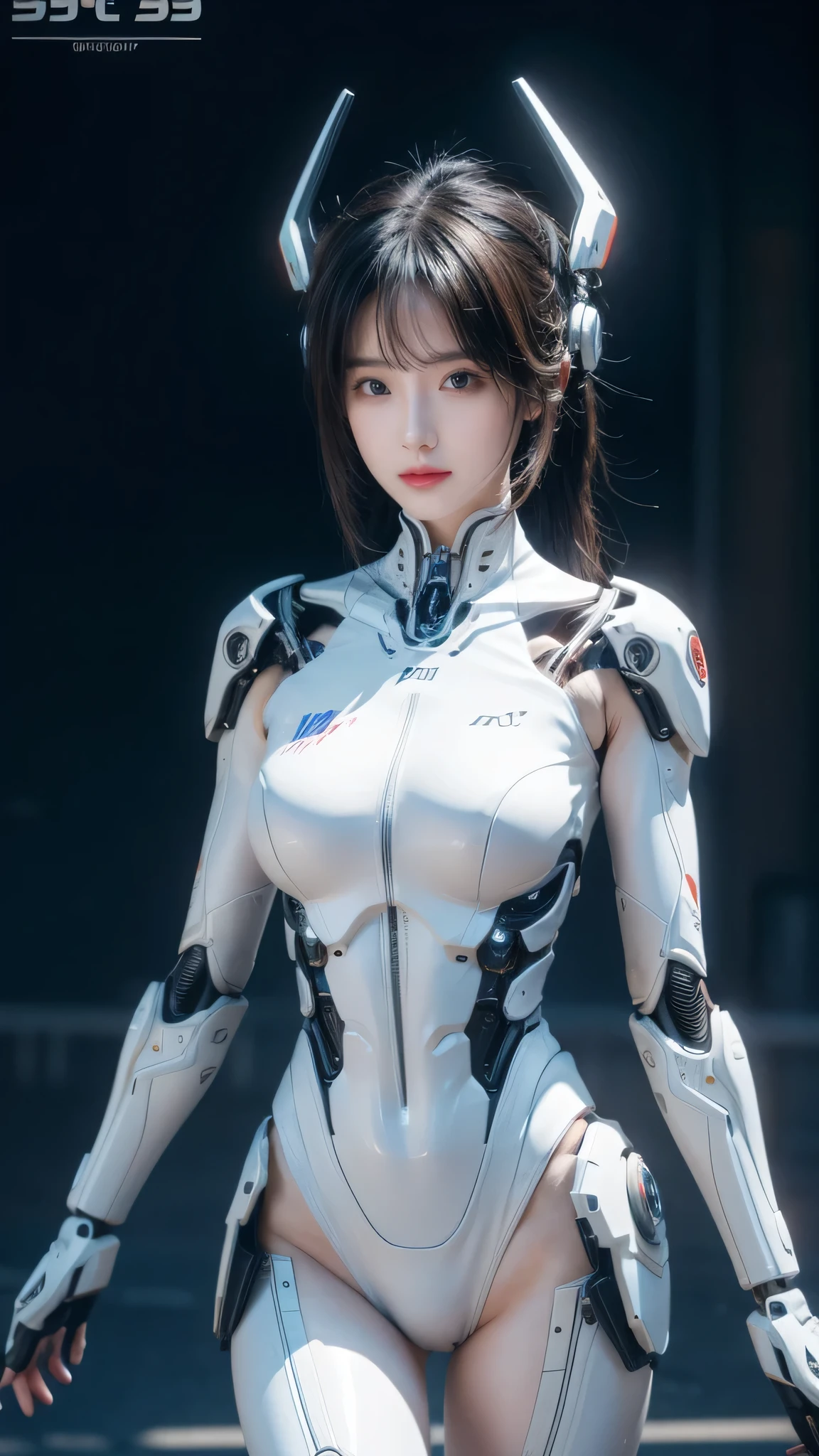 Anime style female figure,Body Skeleton,wearing helmet, Unreal Engine Rendering + goddess, The Opai of Biomechanics, Highly detailed cybernetic body, White biomechanical details, Female body, 3D Rendering Character Art 8K, detailed body, Complex mechanical body, Cybernetic and highly detailed