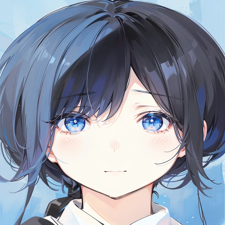 Japanese cartoons girl with Blue Eyess and black hair with a white shirt, Sayori, perfect Blue Eyess, clear Blue Eyess, Blue Eyes. Japanese cartoons, Blue shining eyes, Japanese cartoons portrait of shiina ringo, a portrait of a Blue Eyes girl, detailed portrait of Japanese cartoons girl, pale Blue Eyess, close up of a young Japanese cartoons girl, Japanese cartoons visual of a cute girl