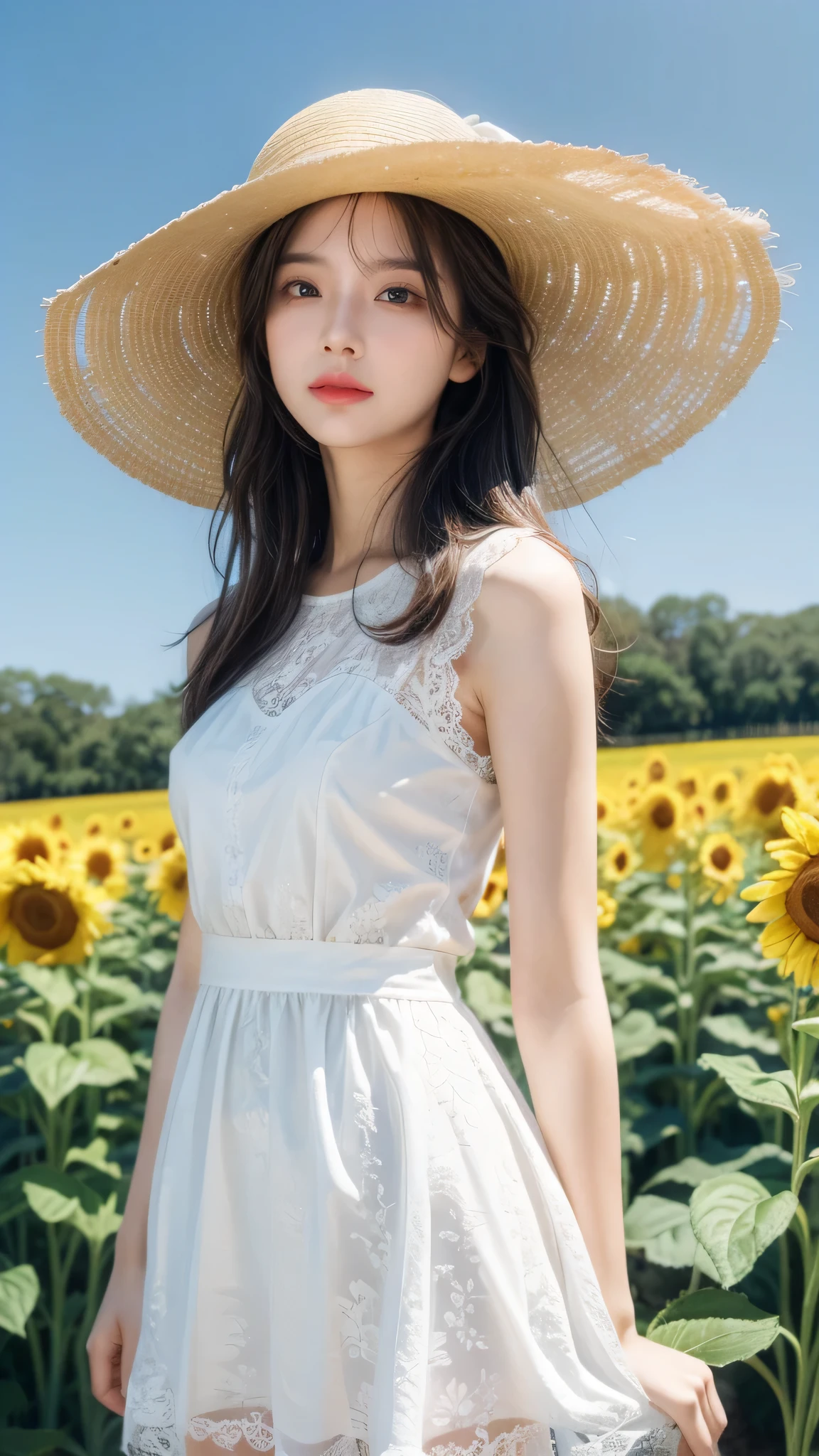 High resolution、High level image quality、In 8K、real live action、raw picturegraphy、highest quality、masterpiece、超High resolution、raw picture、Len、beautiful feces、table top、((Obscene content))、For adults、charm of 、absurd、((((Japanese elementary school student))))、japanese girl、((8-year-old))、((With a round face))、((Tanuki face))、((cute little face))、white skin、(Chubby body type))、、Physical examination of adolescents、、knees、 thighs thighs thighs、solo、whole body、very nice、(((white ruffle white tank top:1.0) ))、 ((Pussy))、(Mansuji)、Are sleeping、（Photoreal：1.37）、photon mapping、realistic、radio city、Physically based rendering、depth of field rally background、picture、(((Japanese junior idol)))、sparkling eyes、glossy lips、too bright natural light、bright sun、too bright sunlight、(((((8-year-old)))))、(((Pussy)))、(Mansuji)、white tank top、(((Keep your back)))、open your legs、please open your legs、show off,(((dog pose)))、(((show me your butthole)))、NSFW、((The background is a sunflower field))、((straw hat))、(((alone)))