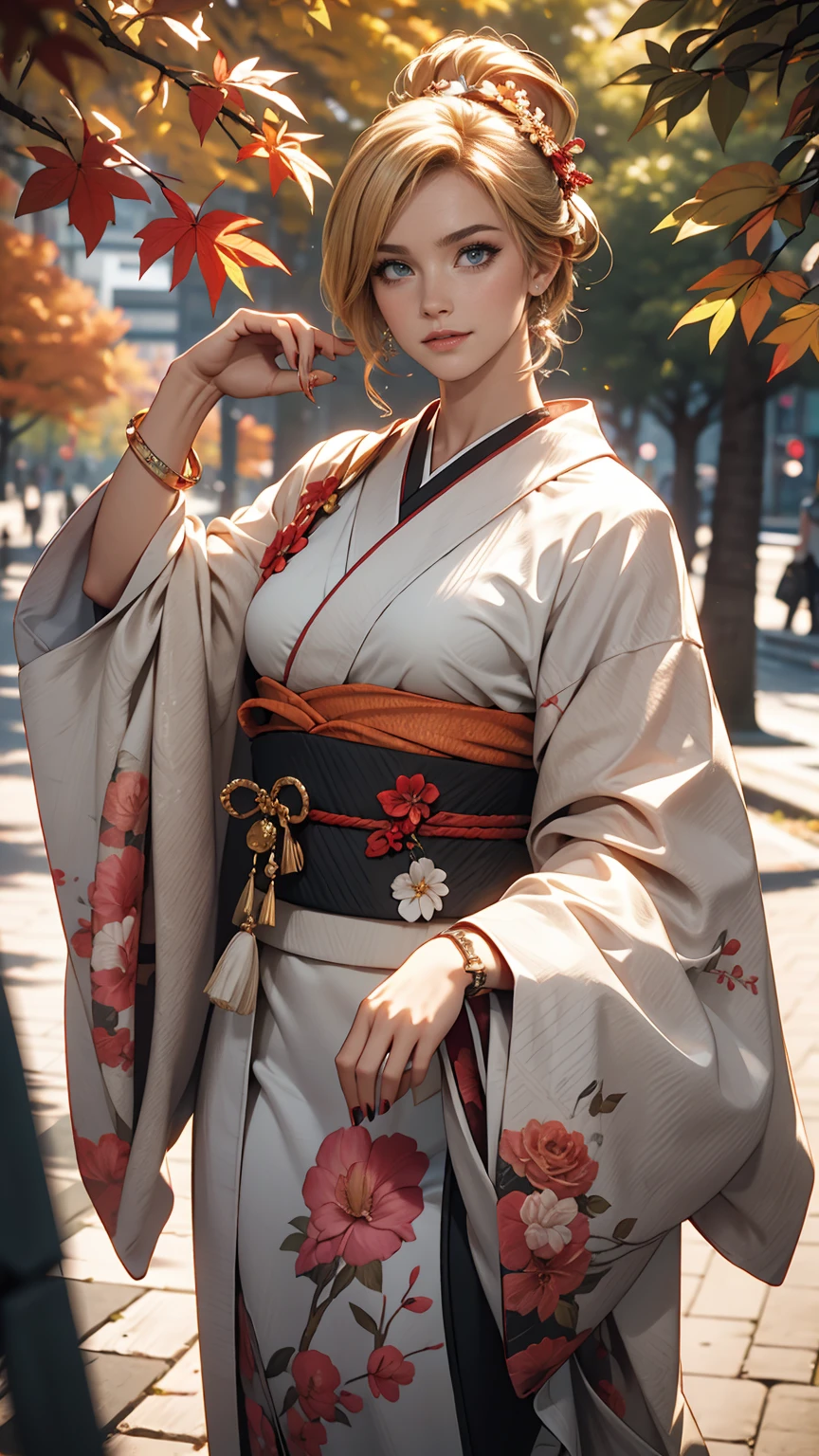 ((ultra detailed, masterpiece, absurdres))
 <lora:MKCassie:0.8>
MKCassie, 1girl, looking at viewer, long hair, blonde hair, walking in a serene Japanese park with cherry blossoms, yukata, and a hair ornament