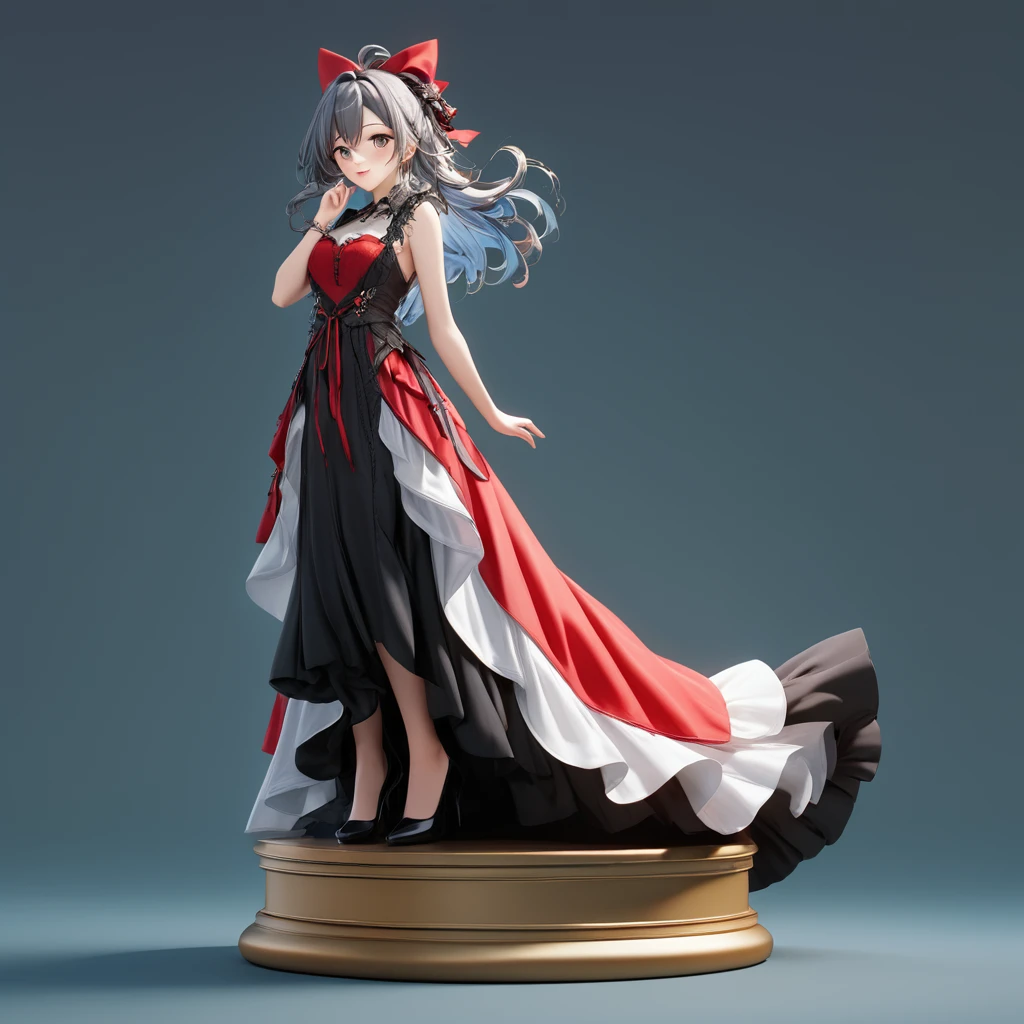3D figure, a photo of an figure, full body, high quality photo, wild and bautiful 1girl, simple and flat background, (masterpiece:1.2), (best quality),(ultra detailed),(extremely detailed),(absolutely resolution) ,absurdres,8k,
BREAK, 1girl, solo, (high-resolution-eyes:1.5), gradation hair, messy hair, blowing kiss, smile, standing-on-pedestal,