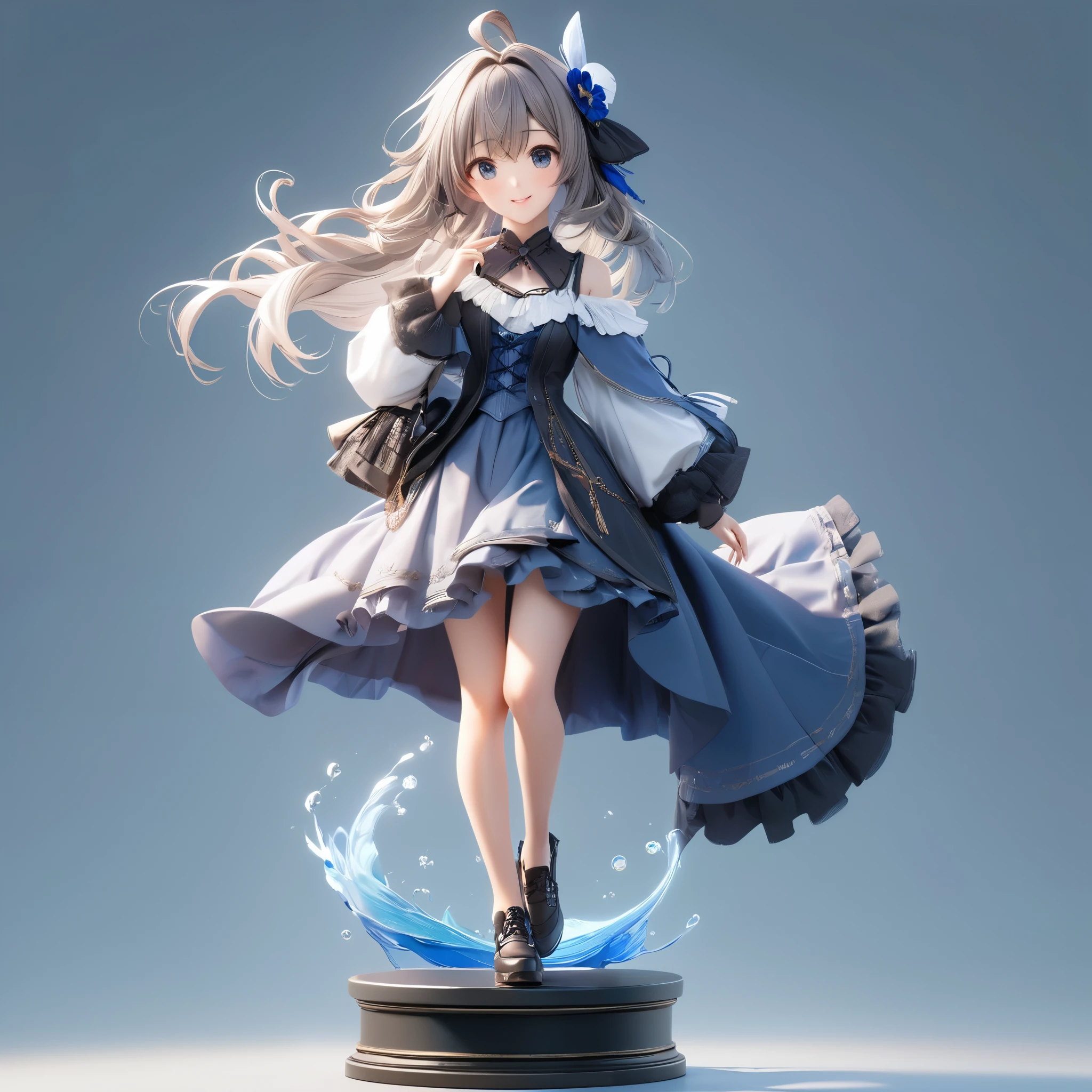 3D figure, a photo of an figure, full body, high quality photo, wild and bautiful 1girl, simple and flat background, (masterpiece:1.2), (best quality),(ultra detailed),(extremely detailed),(absolutely resolution) ,absurdres,8k,
BREAK, 1girl, solo, (high-resolution-eyes:1.5), gradation hair, messy hair, blowing kiss, smile, standing-on-pedestal,