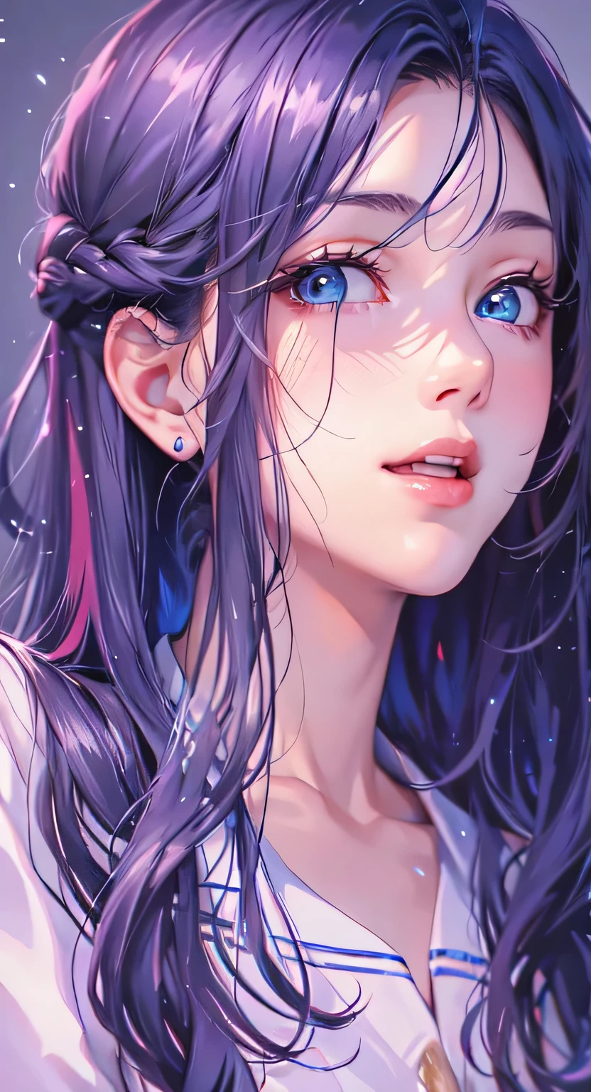 ((highest quality)), ((masterpiece)), (Get used to it), Perfect Face , masterpiece、highest quality、High resolution、High-quality images、8k, 1 female、Skin Radiance、Texture of skin and clothing、Expression of fine eyes、Shiny dark blue hair,Girl with long braided hair, Manga inspired by Lee Jong-suk, Trending on deviantart, realism, detailed manga style, Manga art style, Perfect Line Drawing, Beautiful line art, digital manga art girl, K-POPアイドル, Beautiful Blue Eyes, Lips become thicker, Gorgeous face with attention to detail, (Cute Smile), charm, Innocent, Side view, (Perfectly detailed face), (Beautiful Hands) Photorealistic images, Written boundary depth, 20th Generation ,beautiful girl , Medium Chest ,((Show off your thighs))、(Japan uniform)、(Wearing a white shirt)、((navy blue micro mini skirt))、(Flipping skirt)、Summer clothes、Light Smile、Sit on、(Spread your legs)、Pause、(School classroom)、highest quality、Photo Real