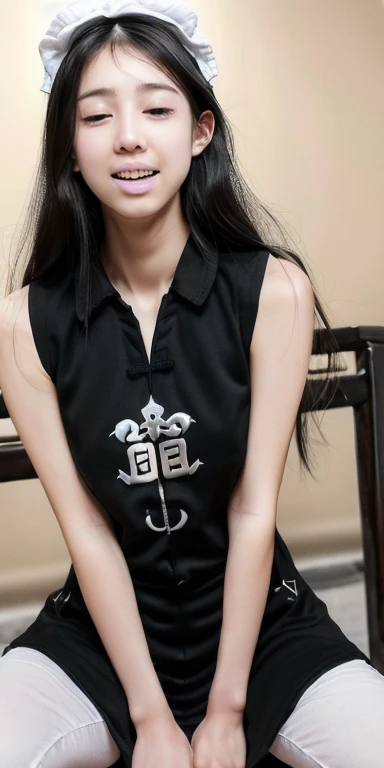 8k,highest quality、lips are white:3.4、woman、delicate、beauty、1 person,((lackluster lips:2.4)),Kuma、(Blowjob:1.8),(Underarm hair:1.6),pubic hair:2、Spread your legs,(lips are white:1.4),(Lipstick is white:1.8),(Her lips are beige:1.4),(Thin lips:1.4),(Half-open eyes:1.4),subtle lip wrinkles、(drool drips from your lips:1.2),(High nose:2.2),(Clear Eyes:1.2),Long Hair,Wavy black hair、(Thin eyebrows:1.2),Narrow forehead、(Pale complexion:2),(Please open your thighs:1.8),(Black Chinese Clothing:2),(Sleeveless:2),((Don'don't wear makeup:2)),(No makeup:2),(Beautiful breasts:1.2),Good move..、4K, Thin arms, Thin thighs, Long legs, delicateな体, slim, Tight waist, Fine skin,Dynamic Angle, pubic hairを見せる、Spread your legs、Underarm、Underarmの細かいシワ、Underarmの皮膚が黒い、黒いUnderarm、(Very detailed), (Detailed face), ((18歳woman)),(Very nice hands:1.4),日本人woman, alone, Realistic Skin, Realistic Face, Spread your legs, 完璧な体型を持つ美しいwoman: 1.4、slimな腹筋:1.2、double eyelid,Realistic Skin, Realistic Face, Looking at the camera, ((highest quality, 8k, masterpiece: 1.3)), 完璧な体型を持つ美しいwoman: 1.4, Highly Detailed face and skin texture,Very detailed, Realistic Skinのテクスチャ, Cool girl、Wavy Hair、flowing bangs、Black Chinese Clothing、Sleeveless、evil brainwashing、Mind control、Grin、Whisper in my ear、evilな表情、evil、Hollow Eyes,Half closed eyes、Hollow Eyes、evil、Church at night、Swear allegiance、Sexy pose、Semen On , Penis Facial, ((Sticking out tongue, Open your mouth))
