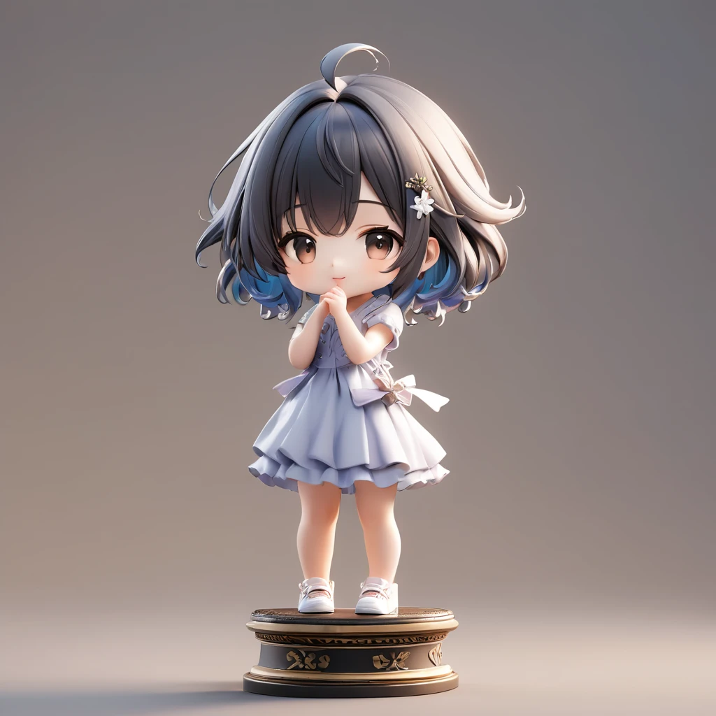 3D figure, chibi, five head to body, a photo of an figure, highres.fix, full body, high quality photo, wild and bautiful 1girl, simple and flat background, (masterpiece:1.2), (best quality),(ultra detailed),(extremely detailed),(absolutely resolution) ,absurdres,8k,
BREAK, 1girl, solo, gradation hair, messy hair, blowing kiss, smile, standing-on-pedestal,