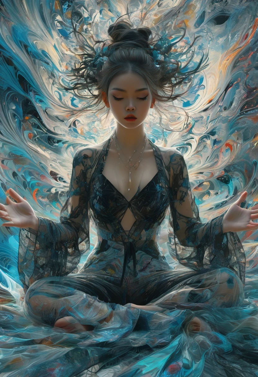 abstract expressionist painting abstract beauty,(black transparent, lace panties),(((looking at the camera))),approaching perfection,dynamic,moonlight,highly detailed,digital painting,artstation,concept art,smooth,sharp focus,illustration,art by Carne Griffiths and Wadim Kashin . energetic brushwork, bold colors, abstract forms, expressive, emotional, official art,unity 8k wallpaper,ultra detailed,beautiful and aesthetic,masterpiece,best quality,(zentangle, mandala, tangle, entangle),(fractal art:1.3),1girl,(medium breasttremely detailed),((cowboyshot:1.5)),the most beautiful form of chaos,elegant,a brutalist designed,vivid colours,romanticism,by james jean,roby dwi antono,ross tran,francis bacon,michal mraz,adrian ghenie,petra cortright,gerhard richter,takato yamamoto,ashley wood,atmospheric,ecstasy of musical notes,streaming musical notes visible,