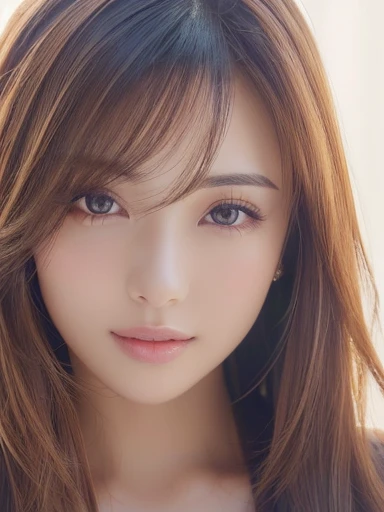 ((Keep your face as it iasterpiece、highest quality、High resolution、wallpaper、Realistic、Bright lighting、Professional Lighting、Smooth lighting、Japanese women、Adult、Beautiful woman、gravure、sexy、so beautiful、Beautiful Skin、Beautiful and detailed、Detailed face、slim、Middle Hair、Brunette colored hair、Brown eyes