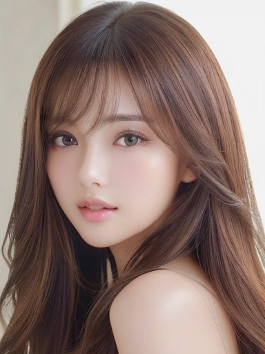 ((Keep your face as it iasterpiece、highest quality、High resolution、wallpaper、Realistic、Bright lighting、Professional Lighting、Smooth lighting、Japanese women、Adult、Beautiful woman、gravure、sexy、so beautiful、Beautiful Skin、Beautiful and detailed、Detailed face、slim、Long Hair、Brunette colored hair、Brown eyes