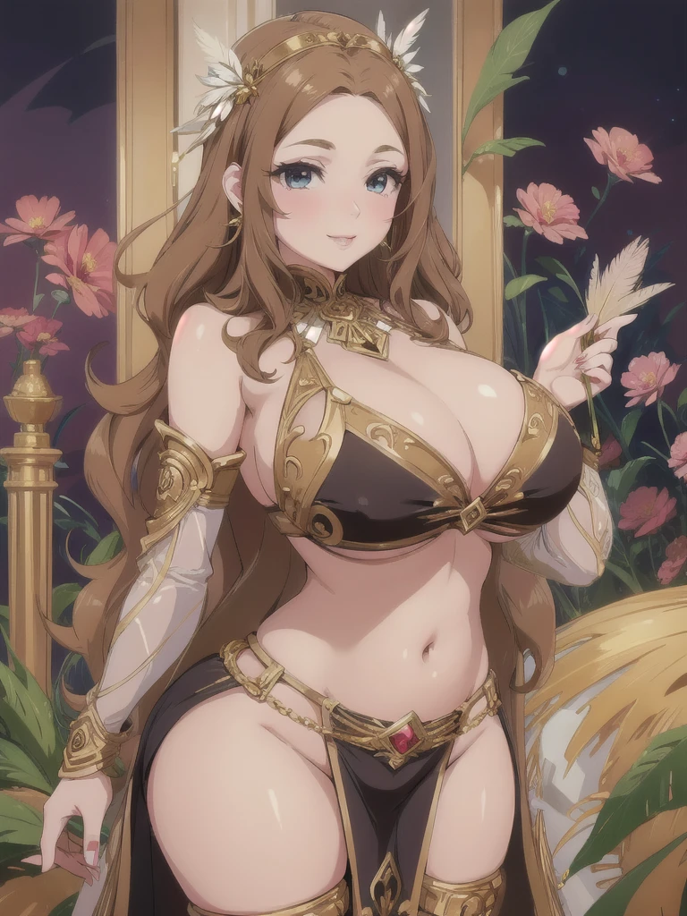Big Breastsの女性, Blonde, colored feather, metal ornaments, colored Flowers, particle, Light, (masterpiece, 最high quality, 最high quality, Official Art, Beautiful and aesthetic:1.2), (1 girl:1.3), Very detailed,(Fractal Art:1.1),(colorful:1.1)(Flowers:1.3),Most detailed,(Dynamic pose), (Abstract background:1.3), (Shiny skin), (Many colors :1.4), ,(Earrings:1.4), (feather:1.4),masterpiece, 最high quality, 30~40 years, full body shot, Mature Woman, 美しい Mature Woman,Captivating smile, Thick lips, Plumpとした唇, blush, Looking at the audience, Provocative expression, Cleavage, Plump、Curvy Hips、Attractive face、Mischievous face、An inviting gaze、Expressing emotions,Standing position、gorgeous accessories different hairstyles,Gold headband,Ample breasts,Uneven buttocks,Greek clothing,Tulle covers the chest,Perfect balance, Detailed clothing details,Temple,marble,Statue of God,cinematic Lighting, Film Grain, contrast of Light and dark, 8k, masterpiece, Very detailed, Attention to detail, high quality, High resolution, masterpiece, 最high quality, Very detailed, Big Breasts, Are standing, Cowboy Shot, Looking at the audience, Outdoor, blush, 1 girl, (masterpiece:1.3), (High resolution), (8k), (Very detailed), Perfect Face, Beautiful eyes and face, (((最high quality))), (Very detailed), Detailed face and eyes, (alone), High resolution、Beautiful eyes,(((Sexy pose)))、(((Full body depiction)))