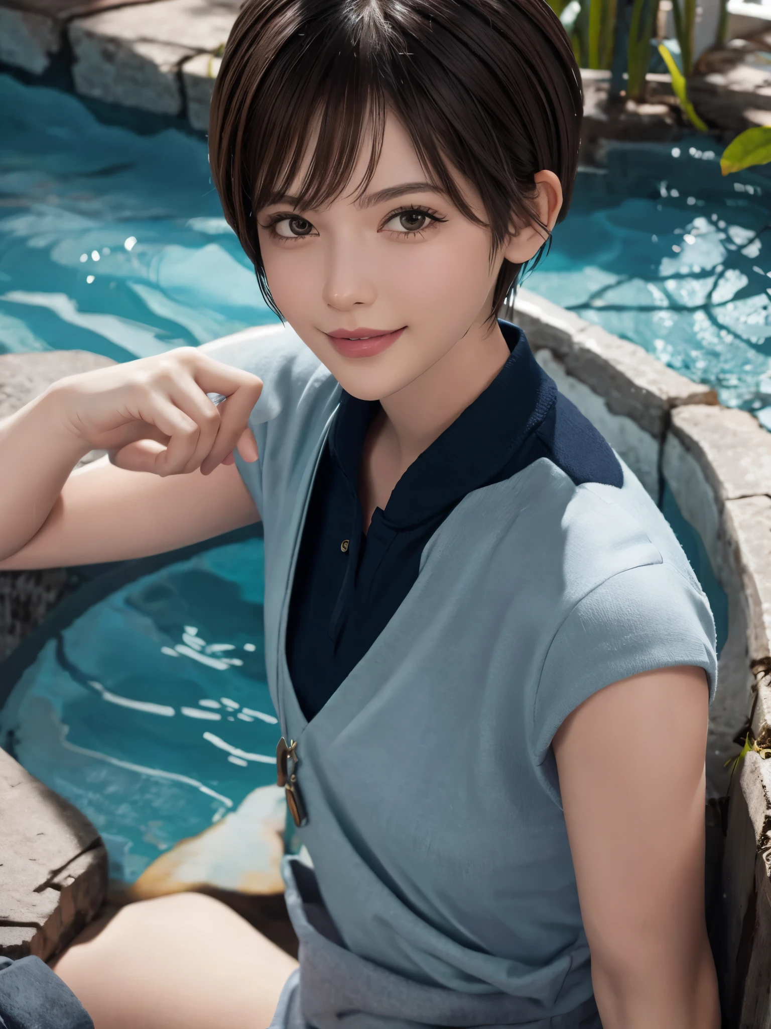 Pixie cut smile