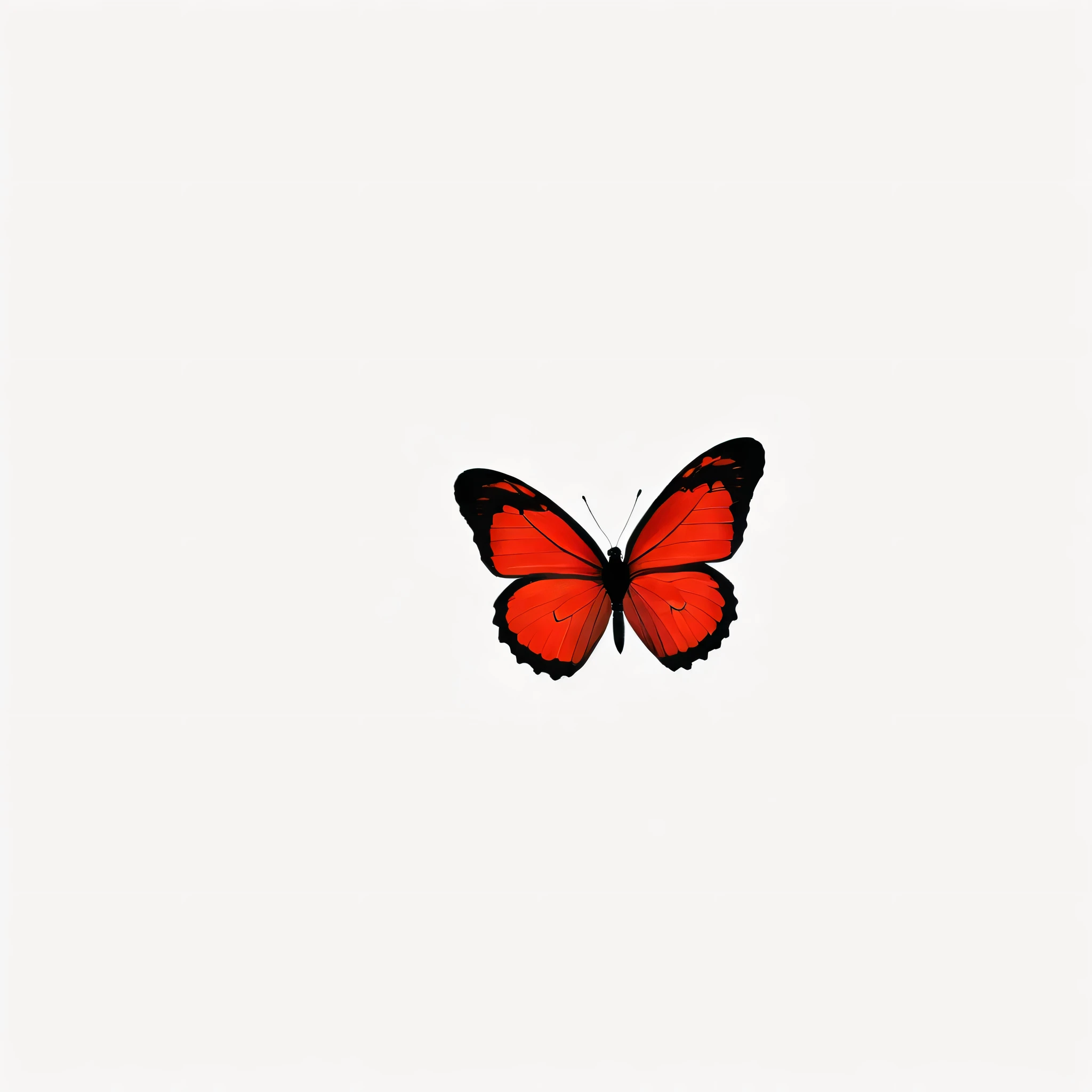 a silhoutte of red butterfly