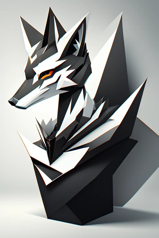 Ein fesselndes monochromes Logo entsteht, with a strong and angular depiction of a fox head. Carefully designed by the experienced Daarken in vector graphics, Dieses Design hat einen renommierten Behance-Wettbewerb gewonnen. Die Essenz des Minimalismus annehmen, The logo is displayed in high resolution, mit komplizierten Linien und scharfen Kontrasten, um ein eindrucksvolles und anspruchsvolles Bild zu vermitteln.