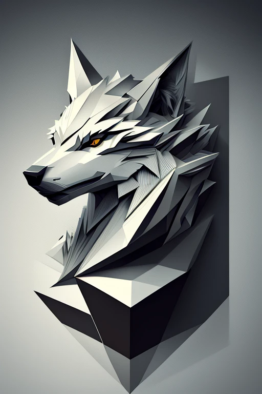 Ein fesselndes monochromes Logo entsteht, with a strong and angular depiction of a wolf's head. Carefully designed by the experienced Daarken in vector graphics, Dieses Design hat einen renommierten Behance-Wettbewerb gewonnen. Die Essenz des Minimalismus annehmen, The logo is displayed in high resolution, mit komplizierten Linien und scharfen Kontrasten, um ein eindrucksvolles und anspruchsvolles Bild zu vermitteln.