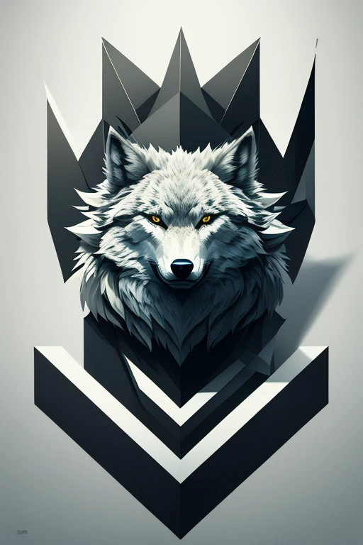 Ein fesselndes monochromes Logo entsteht, with a strong and angular depiction of a wolf&#39;s head. Carefully designed by the experienced Daarken in vector graphics, Dieses Design hat einen renommierten Behance-Wettbewerb gewonnen. Die Essenz des Minimalismus annehmen, The logo is displayed in high resolution, mit komplizierten Linien und scharfen Kontrasten, um ein eindrucksvolles und anspruchsvolles Bild zu vermitteln.