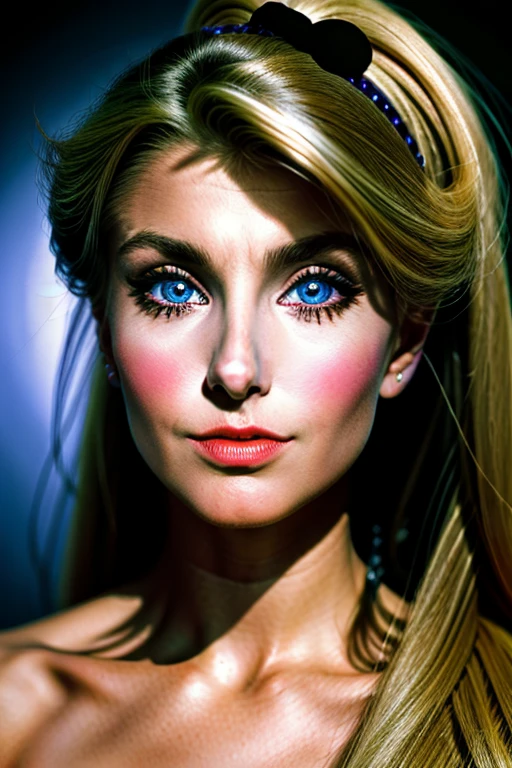 Heather Thomas solo, stunning Balenciaga dress, night on the town, highly detailed face, detailed anime eyes, [smiling], downtown at night, midnight in the city, candid, amateur, [stunning eyes]