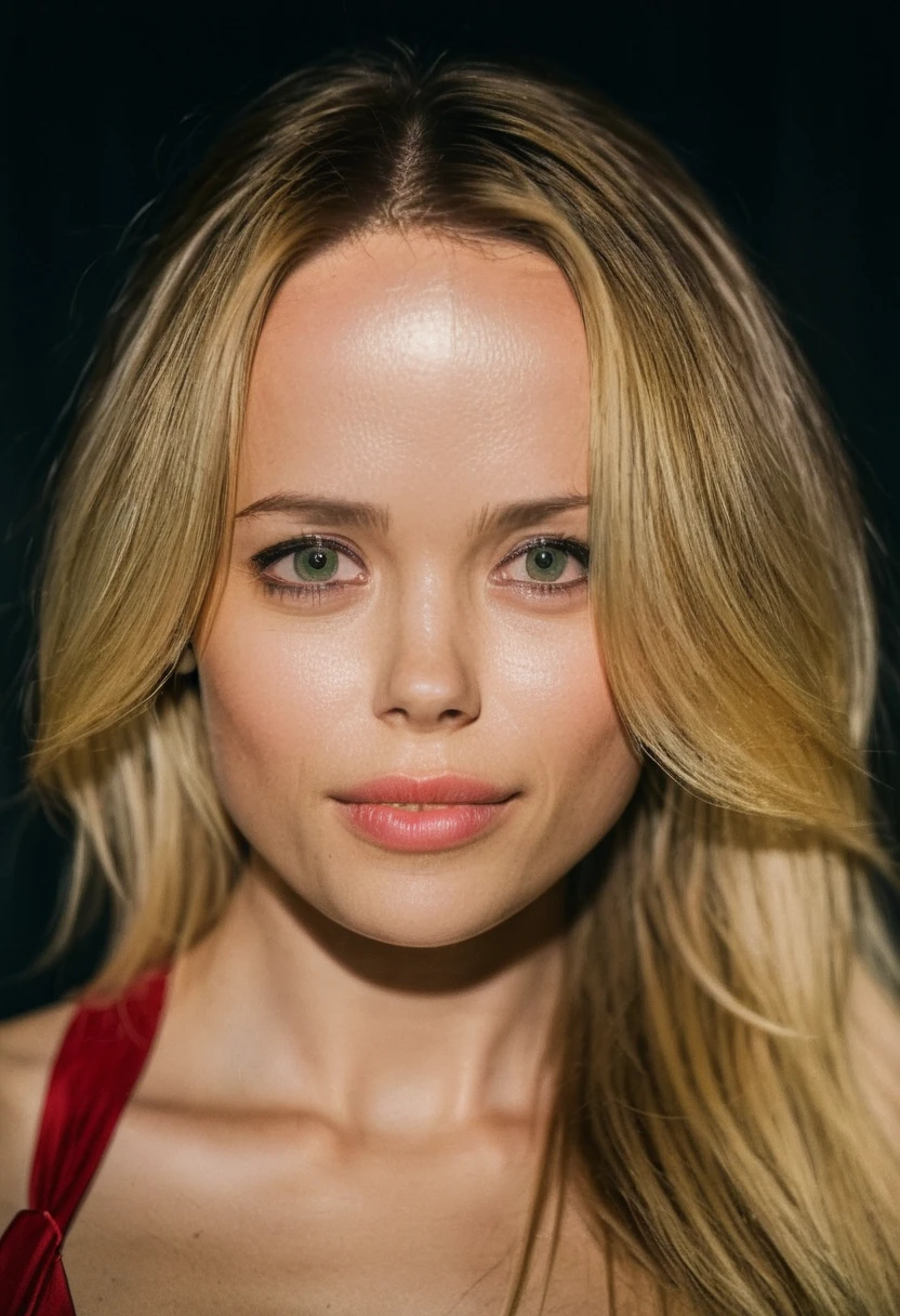 RAW photo, (high detailed skin:1.2), 8k UHD, DSLR, soft lighting, high quality, film grain, Fujifilm XT3, RAW candid cinema, 16mm, color graded portra 400 film, remarkable color, ultra realistic, remarkable detailed pupils, shot with cinematic camera, 1girl(Katia Winter), solo, realistic, blonde hair, long hair, looking at viewer, jewelry, earrings, red dress, portrait
