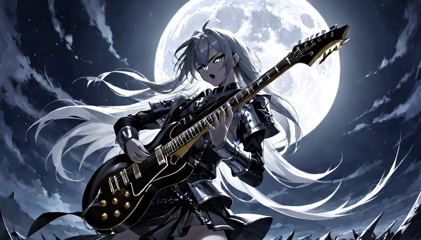 7. Metal: A metal musician headbanging fiercely under the full moon in the dark night
BREAK