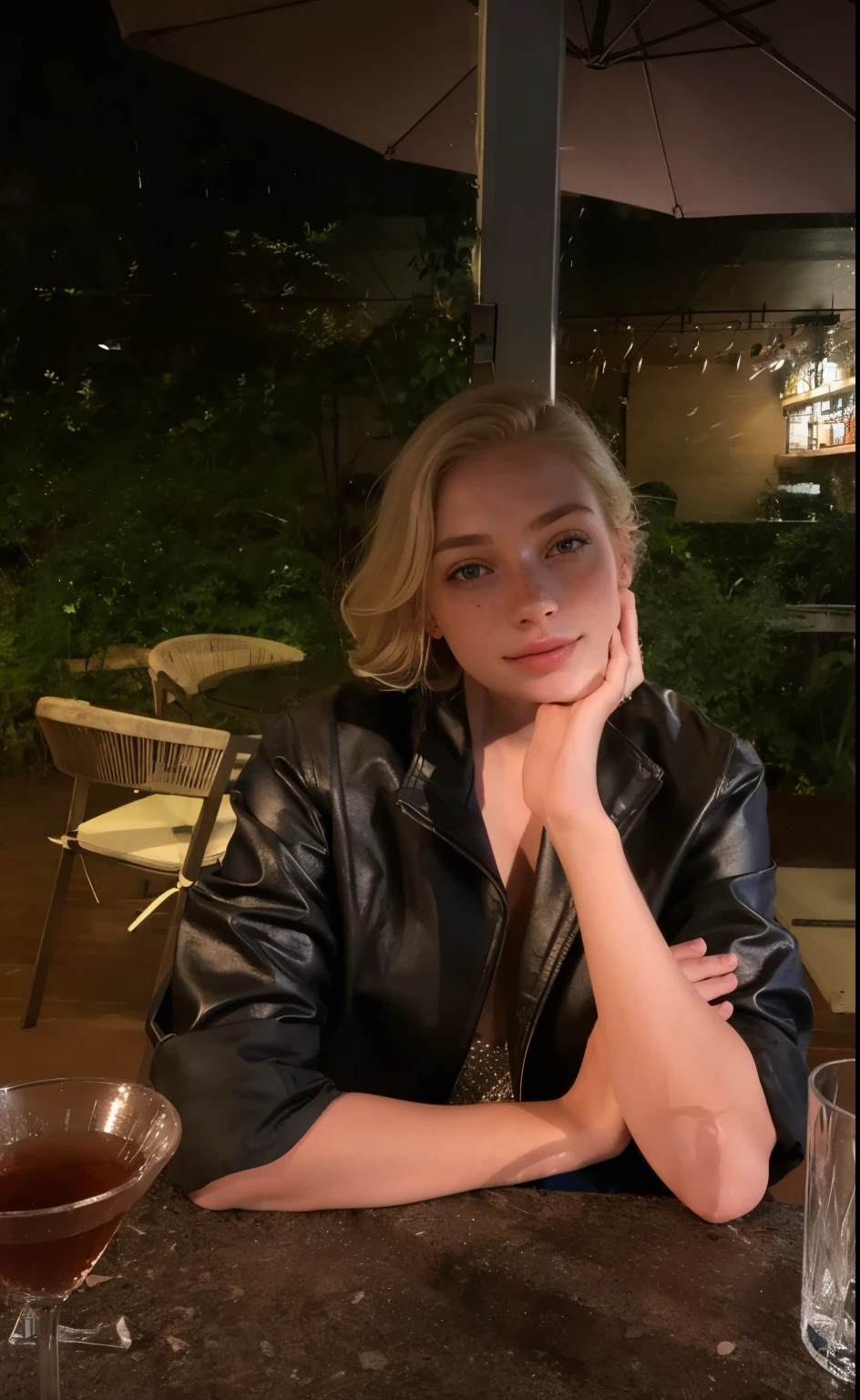 mulher, americana, 25 anos, pale skin and freckles, olhos cinzas, nariz delicado, soft and delicate lips, longo, cabelo blondie longo e ondulado na altura da cintura, sorriso meigo, face with delicate feminine facial features, altamente renderizado
