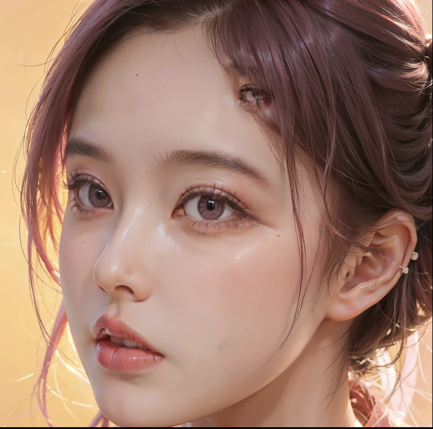 Close-up of a lady with pink hair and pink dress, Soft portrait shots 8 k, inspired by Yanjun Cheng, 8K portrait rendering, photoPractical beautiful face, Practical. cheng yi, kawaii Practical portrait, [ 4K Realism ]!!, Practical digital painting, 8 k Practical digital art, [ 4K Realism ]!!!