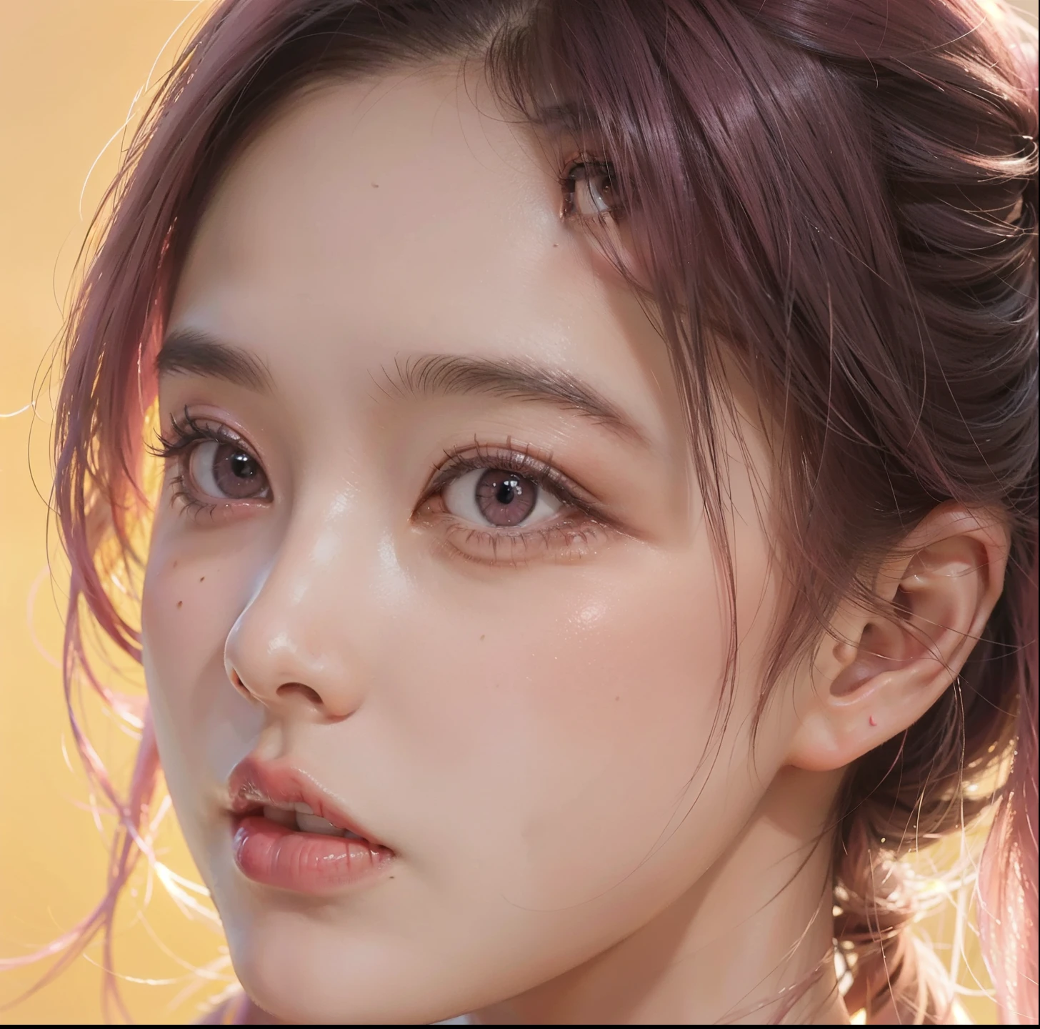 Close-up of a lady with pink hair and pink dress, Soft portrait shots 8 k, inspired by Yanjun Cheng, 8K portrait rendering, photoPractical beautiful face, Practical. cheng yi, kawaii Practical portrait, [ 4K Realism ]!!, Practical digital painting, 8 k Practical digital art, [ 4K Realism ]!!!