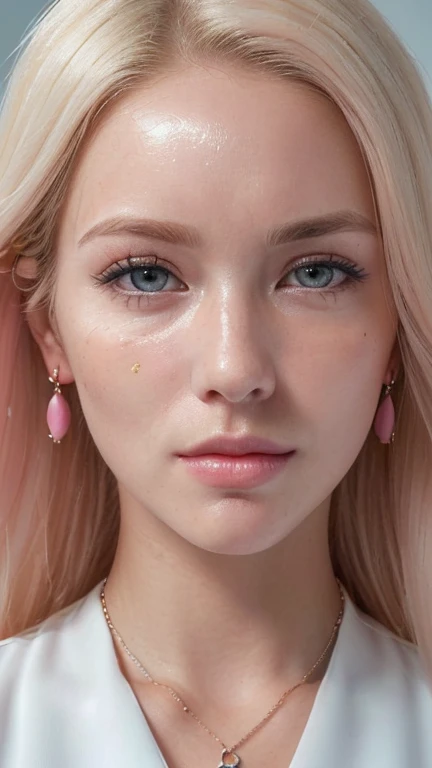 1 29 year old blonde woman with long hair posing for a picture, (Beautiful long blonde woman), beautiful long blonde woman, (She is blushing and making a kissy face:1.4), ((Her face is turned upwards:1.5)), Well-cared for beautiful long blonde, 8K Portrait, ((Photograph from the front:1.4 and camera angle of view from above:1.4)), Smooth long blond woman, (Slim figure top model:1.2), breast enhancement, (Blonde Swedish woman), ((The blonde eyebrows are raised and furrowed:1.5)), ((She has bittersweet feeling and heavy breathing)), Glossy long blonde hair, ((She's droopy moist eyes and Super thinly opened eyes:1.4)), ((she is looking up at the viewer from below:1.4)), ((Her thick plump and shiny lips half-open:1.5)), (close-up photo of face:2.0), (A person in the center left and right, The whole head is shown:1.3), (Pastel colored blouse:1.3), (A very simple necklace and very simple earrings), Perfect Makeup, Light shining in her face in a dark room