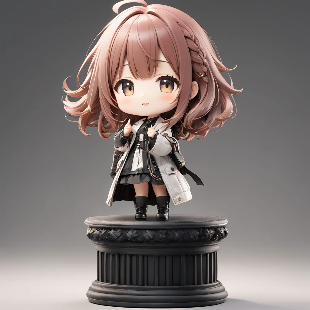 3D figure, chibi, (five-heads-tall:1.8), a photo of an figure, highres.fix, full body, high quality photo, wild and bautiful 1girl, simple and flat background, (masterpiece:1.2), (best quality),(ultra detailed),(extremely detailed),(absolutely resolution) ,absurdres,8k,
BREAK, 1girl, solo, gradation hair, messy hair, blowing kiss, smile, standing-on-pedestal,