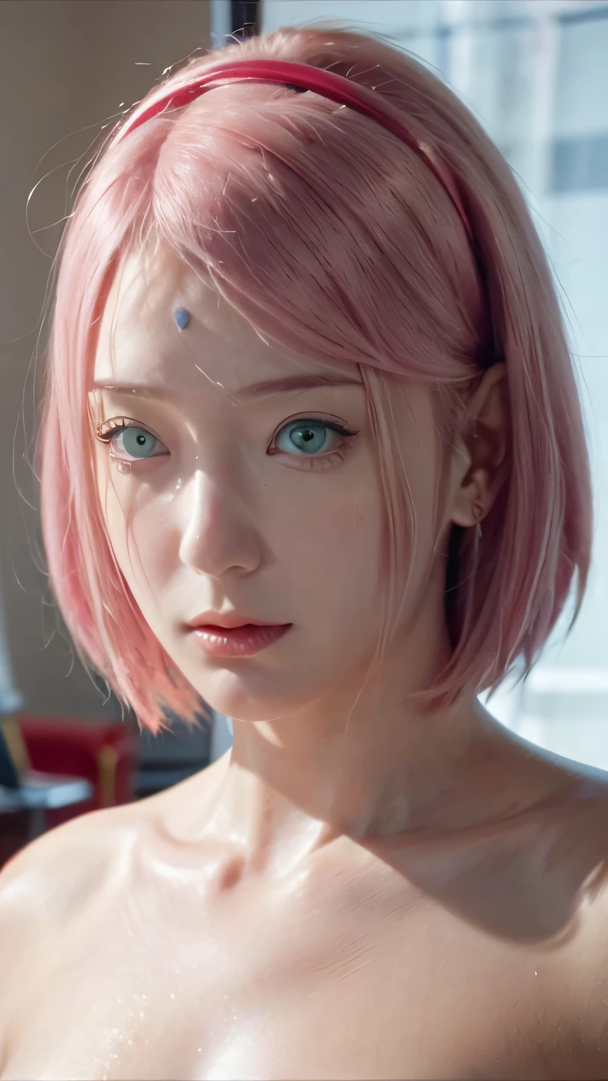 masterpiece, ,(solo:1.1), perfect face, (bright lighting:1.2),beautiful detailed eyes, extremely detailed face, perfect lighting,masterpiece, best quality, 1girl,haruno sakura, naked, fucked by old man