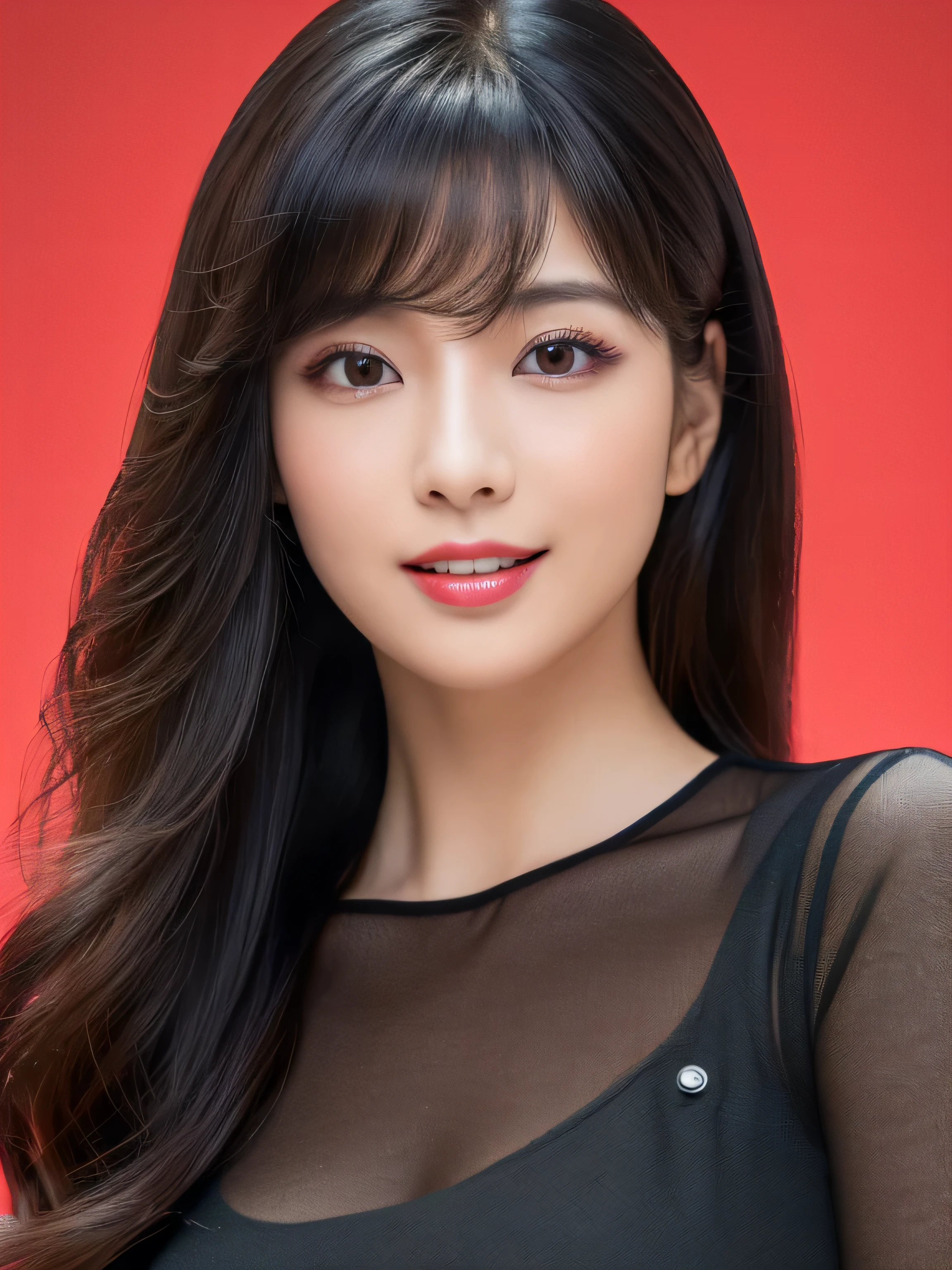 (Pure white wall background:1.Close-up of 8 from the neck up) (One of the most beautiful 24-year-old women in Japan) (Looking at the viewer with a very happy expression) ((She has incredibly voluminous, heavy, curly hair and is very shiny, thick and silky.、Jet black, absurdly long hair with attention to detail Very thick, dark, fine hair, And voluminous, deep black hair)) ((highest quality)), ((masterpiece)), (familiar) (Get used to it) Perfect Face (Her skin is a typical Japanese skin color...、Very detailed) (big breasts) (she'She is wearing a shiny white silk blouse) (she has a beautiful face with slender, Narrow eyes.) (Her bangs are well organized) (she has perfect makeup Lipstick is light red Solid black eyeliner) ((Rich 1.4)) (Extremely detailed 8K) (Stable Diffusion Model) (Ultra-fine skin texture 1.4) (Actual, Vibrant:1.4), double eyelid Sharp focus:1.2、Beautiful woman:1.4 Dynamic Lighting (Genuine RAW photos taken by professional photographers) (Turn your whole body to the viewer:1.5) Professionally lit from the front