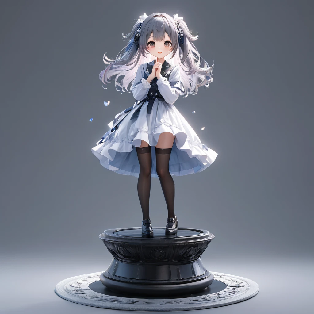 3D figure, (five-heads-tall:1.8), big-head, a photo of an figure, highres.fix, full body, high quality photo, wild and bautiful 1girl, simple and flat background, (masterpiece:1.2), (best quality),(ultra detailed),(extremely detailed),(absolutely resolution) ,absurdres,8k,
BREAK, 1girl, solo, gradation hair, messy hair, blowing kiss, smile, standing-on-pedestal,