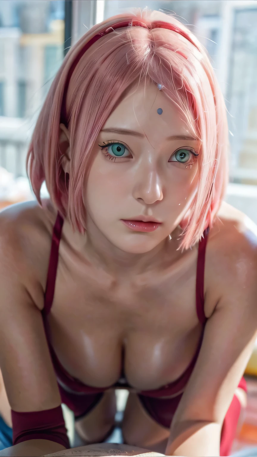 masterpiece, perfect face, (bright lighting:1.2),beautiful detailed eyes, extremely detailed face, perfect lighting,masterpiece, best quality,haruno sakura, doggy sex by black man