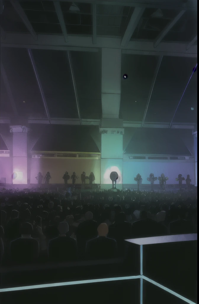 (picture of a rave club), empty space in the foreground, people in the background, UHD, masterpiece, ccurate, super detail, high details, high quality, award winning, best quality, highres, 16k, dark, view from ground level