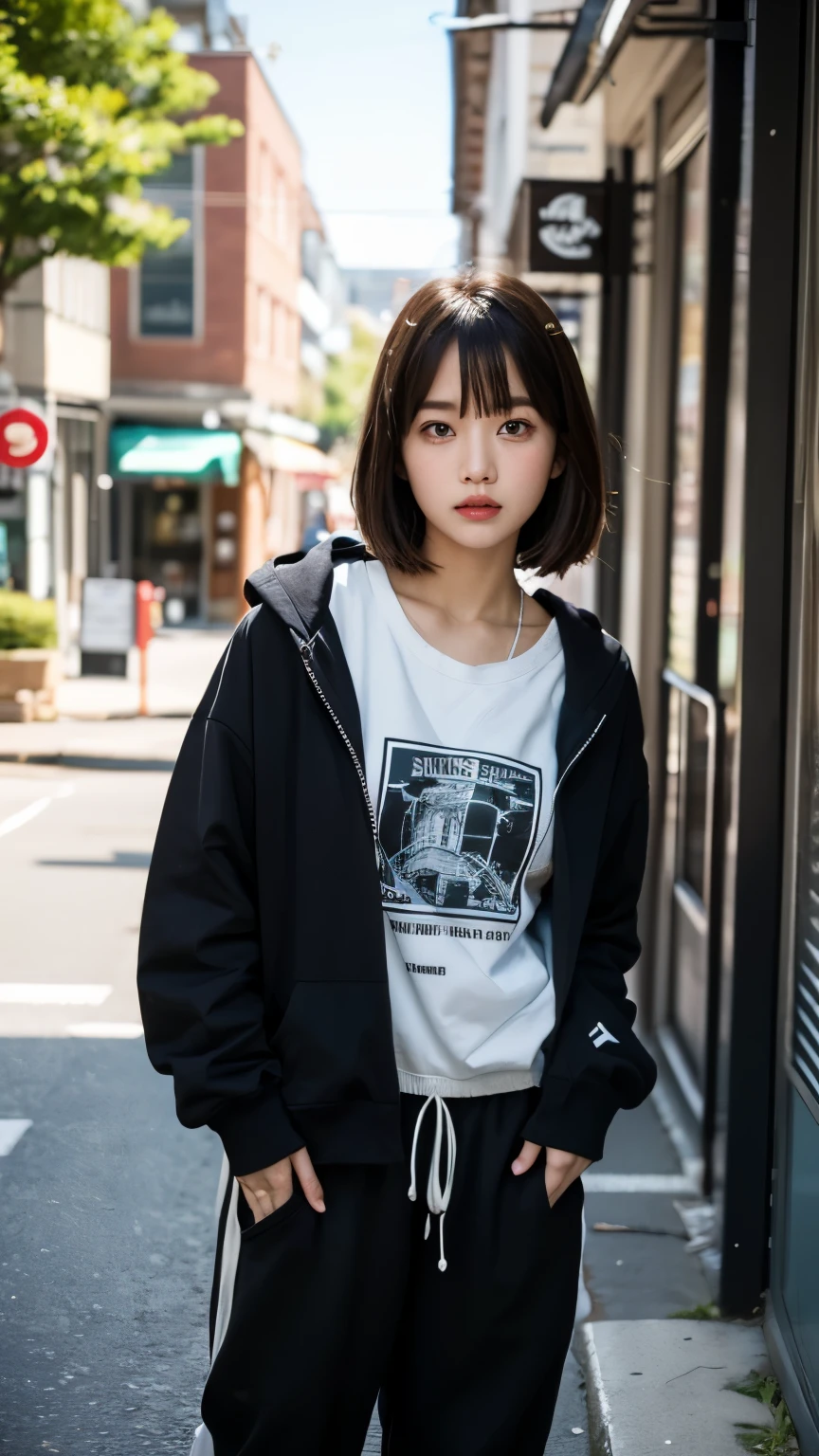 (((Perfect Fingers))),18-year-old,Korean women,Downtown trash dump,(((Facing forward))),(((Frowning,カメラをGlaring))),(Very fine eye), (((Wearing a black hoodie,Wearing baggy pants))),((photograph)),((Woman in downtown)),(((Fabric Shading))), (((highest quality))), (((masterpiece))) strong girl, ((((Realistic)))), I have a card,Black Hair, chic hairstyle, ((With bangs,Straight medium bob cut, nice hair)), Light makeup,Red eyes, (((I&#39;m not wearing lipstick))), (nice, strong), Strong night atmosphere,  Centered Images, Focus on the camera, Elegant colors,Realistic Skin,Realistic texture,８k,whole body,Pale skin, (((Dirty garbage dump))),A huge amount of trash,Red iris,Expressionless,Glaring,Perfect Face,(((Big eyes))),She is wearing wide black pants,Mouth closed, portrait of aespaのウィンター,She is wearing black streetwear, Woman in black streetwear, 黒いハイテクな服を着た女性のphotograph, Girl wearing black hoodie, Cyberpunk Streetwear, Cyberpunk Streetwear street fashion e-girl,