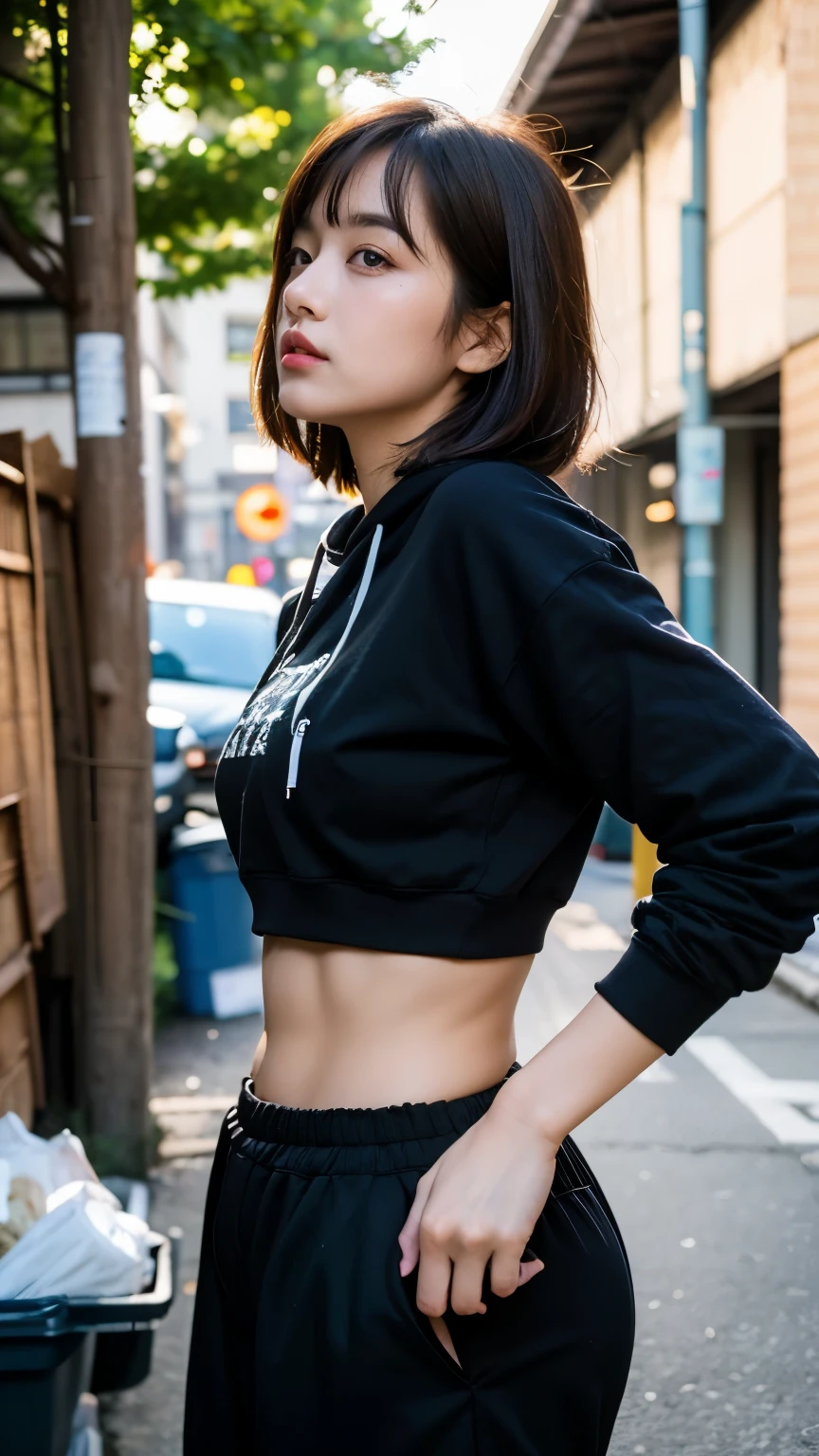 (((Perfect Fingers))),18-year-old,Korean women,Downtown trash dump,(((Facing forward))),(((Frowning,カメラをGlaring))),(Very fine eye), (((Wearing a black hoodie,Wearing baggy pants))),((photograph)),((Woman in downtown)),(((Fabric Shading))), (((highest quality))), (((masterpiece))) strong girl, ((((Realistic)))), I have a card,Black Hair, chic hairstyle, ((With bangs,Straight medium bob cut, nice hair)), Light makeup,Red eyes, (((I&#39;m not wearing lipstick))), (nice, strong), Strong night atmosphere,  Centered Images, Focus on the camera, Elegant colors,Realistic Skin,Realistic texture,８k,whole body,Pale skin, (((Dirty garbage dump))),A huge amount of trash,Red iris,Expressionless,Glaring,Perfect Face,(((Big eyes))),She is wearing wide black pants,Mouth closed, portrait of aespaのウィンター,She is wearing black streetwear, Woman in black streetwear, 黒いハイテクな服を着た女性のphotograph, Girl wearing black hoodie, Cyberpunk Streetwear, Cyberpunk Streetwear street fashion e-girl,