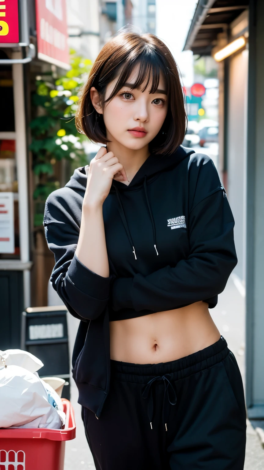 (((Uncomfortable face))),(((Perfect Fingers))),18-year-old,Korean women,Downtown trash dump,(((Facing forward))),(((Frowning,カメラをGlaring))),(Very fine eye), (((Wearing a black hoodie,Wearing baggy pants))),((photograph)),((Woman in downtown)),(((Fabric Shading))), (((highest quality))), (((masterpiece))) strong girl, ((((Realistic)))), I have a card,Black Hair, chic hairstyle, ((With bangs,Straight medium bob cut, nice hair)), Light makeup,Red eyes, (((I'm not wearing lipstick))), (nice, strong), Strong night atmosphere, Centered Images, Focus on the camera, Elegant colors,Realistic Skin,Realistic texture,8k,whole body,Pale skin, (((Dirty garbage dump))),A huge amount of trash,Red iris,Expressionless,Glaring,Perfect Face,(((Big eyes))),She is wearing wide black pants,Mouth closed, portrait of aespaのウィンター,She is wearing black streetwear, Woman in black streetwear, 黒いハイテクな服を着た女性のphotograph, Girl wearing black hoodie, Cyberpunk Streetwear, Cyberpunk Streetwear street fashion e-girl,