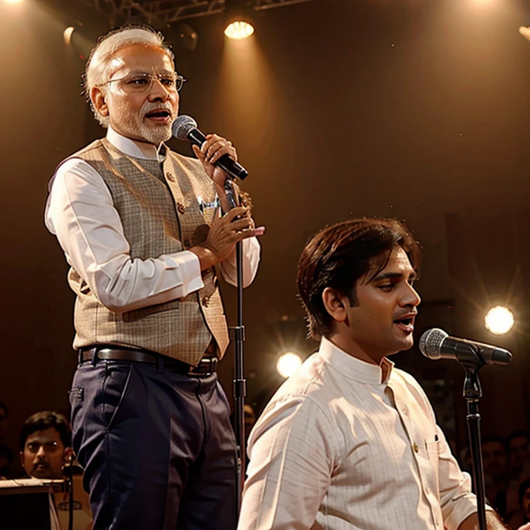 Narendra Modi singing a song in American outfits