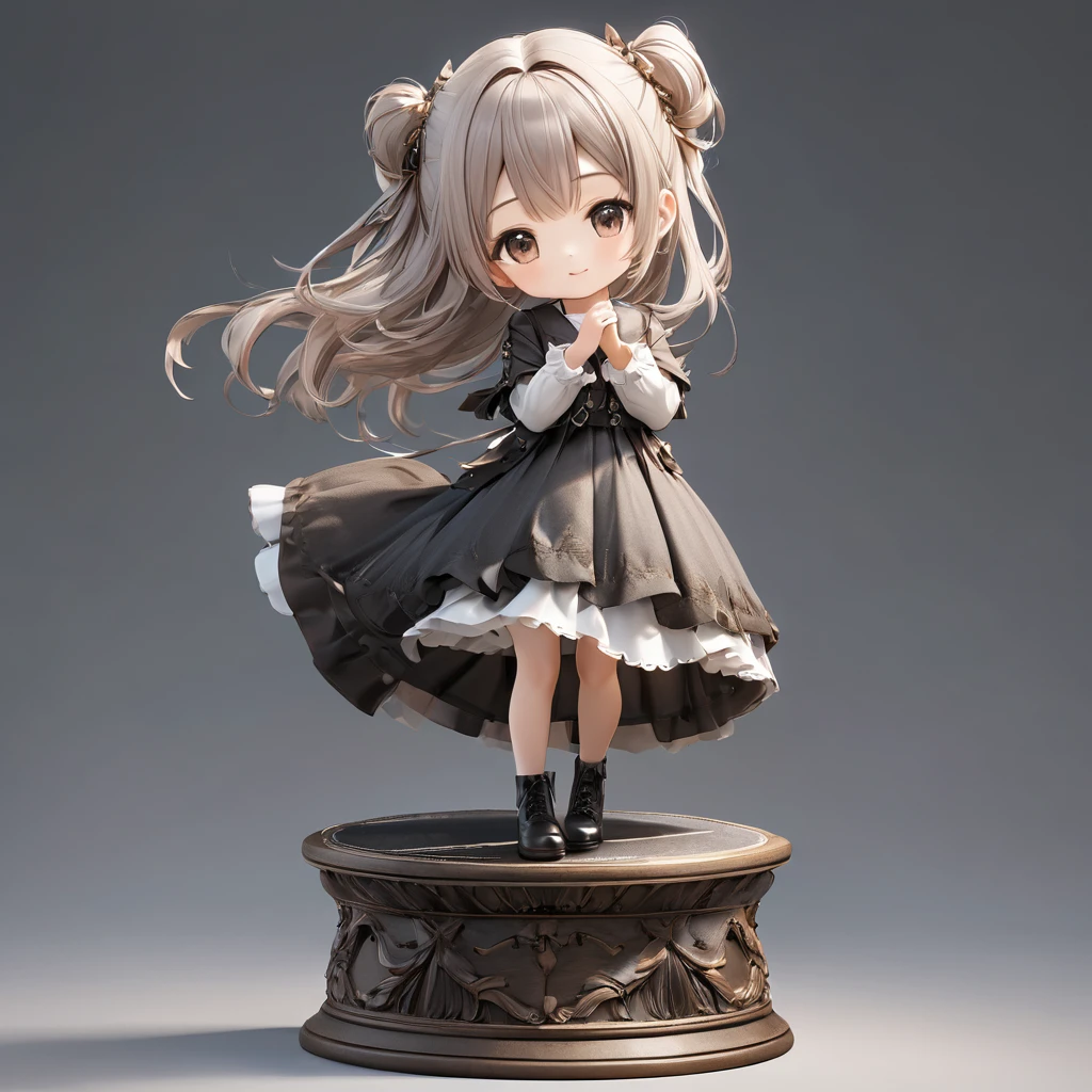 3D figure, (four-heads-tall:1.8), (big-head:1.3), a photo of an figure, highres.fix, full body, high quality photo, wild and bautiful 1girl, simple and flat background, (masterpiece:1.2), (best quality),(ultra detailed),(extremely detailed),(absolutely resolution) ,absurdres,8k,
BREAK, 1girl, solo, gradation hair, messy hair, blowing kiss, smile, standing-on-pedestal,