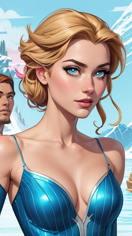 Personagem mulher Rainha Anna de Arendelle com marcas de guerras Imagem de desenho animado de uma mulher .Ilustra??o estilo desenho animado, estilo de arte dos desenhos animados, estilo de arte dos desenhos animados, digital illustration style, design de personagens altamente detalhado, arte digital detalhada coragem, Forest fan art, Design de personagens de retrato, beautiful digital illustration, retrato de alta qualidade, Arte em quadrinhos, mulher jovem cabelo com transas lindas . Beautiful lined eyes Medium large bust and wonderful sexy clothes. image expression of sexual desire from waist to head illustration Queen Anna of Arendelle