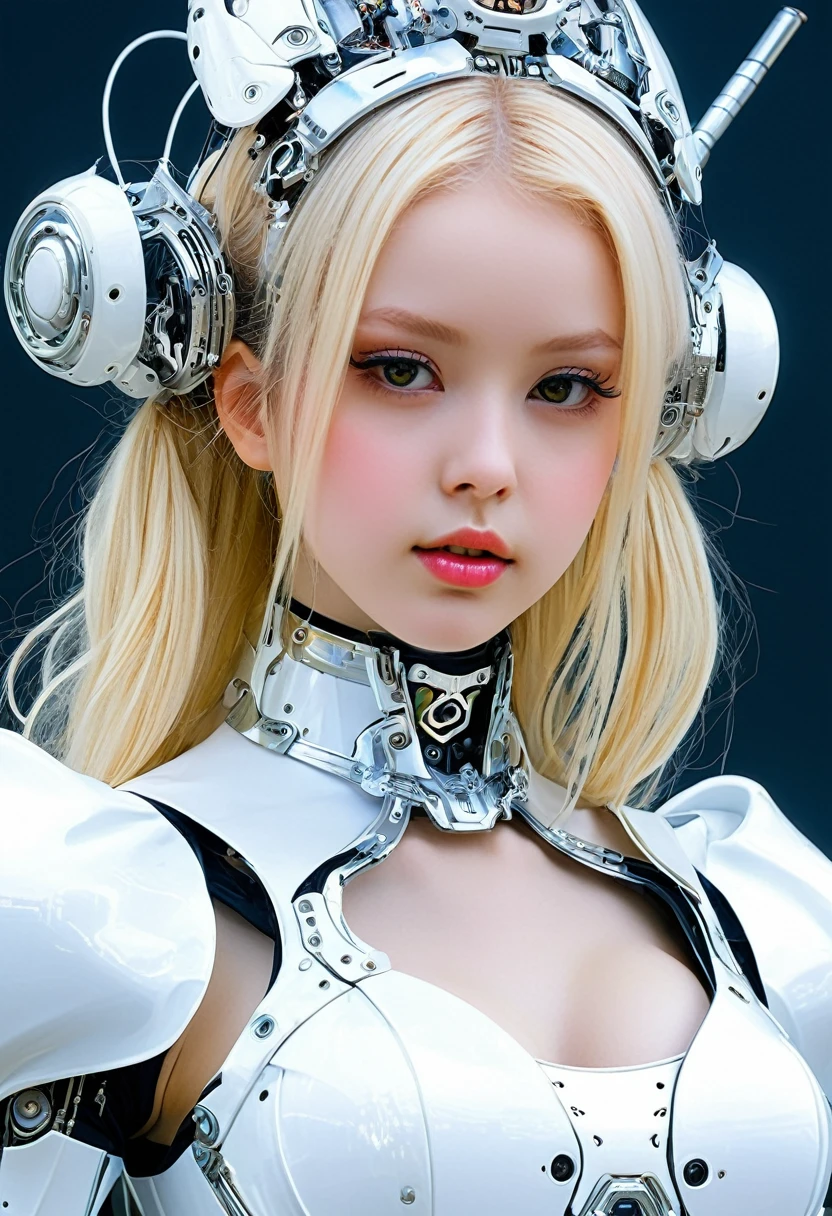 Close-up of women in futuristic outfits, Beautiful, complex and absurd robot character designs, Beautiful and charming robot Lolita, White biomechanical parts,Chrome-plated biomechanical parts, Beautiful robot Lolita, Android Lolita Portrait, Super detailed female robot, The intricate and absurd superhuman, Neo-futuristic high detail , Biomechanics and complexity, Beautiful Lolita robot, futuristic robot angel, Beautiful angel girl