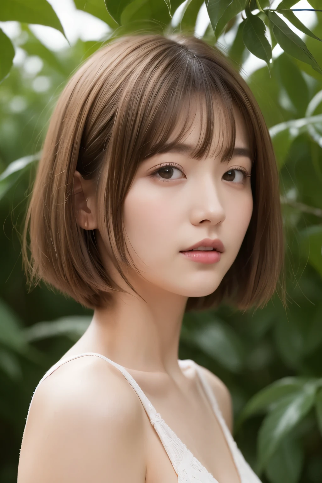 One girl、Girl with straight short bob cut hair、girl with shaved nape、girl with haircut、Shaved girl、Perfect Anatomy、Peach Picking、Captive、Nipples、Small breasts、A Cup、Neatly trimmed nape