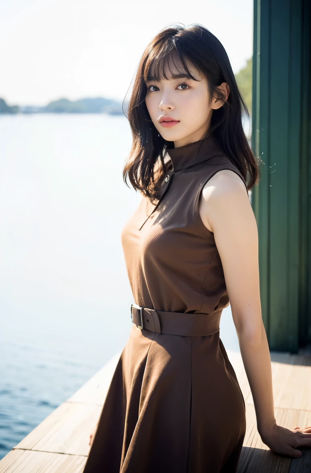 8k、highest quality、masterpiece、超A high resolution、picture、Beautiful Japanese Women(Comfortable:1.1) 、grace、good、Beautiful Face、Gradient lighting、One Girl、Delicate skin、Looking into the distance、Brown eyes、Short hair with bangs、(Large breasts:1.0)、(middle breast wheel:0.8)、(Realistic:1.4)、(highest quality:1.0)、(超A high resolution:1.0)、8k、Raw photo、(masterpiece:0.2)、(Purelos Face_v1:0.5)、Contrast Trim Polo Neck Bodycon Dress、one piece、Polo-style dress、Super mini length、The skirt is short、Futomo、Cotton clotheini Dress、Collared dress、Sleeveless、No sleeve、tight、Upper body naked、Cotton clothes、Sleeveless、No sleeve、What can I do for you?、look away、bus stops、Late at night、rotary、bus stop、Complete darkness、bench、Waiting for the bus、over time、Late at night、Midnight、Complete darkness、theme、Tilt、Look at this、Big butt、Large bust、A little chubby、Sweep your bangs to the side、Big Ass、neatly trimmed hairstyle、Close your chest、Feels a little open、Brown clothes、necklace、、Big butt、Futomo、a little drunk、