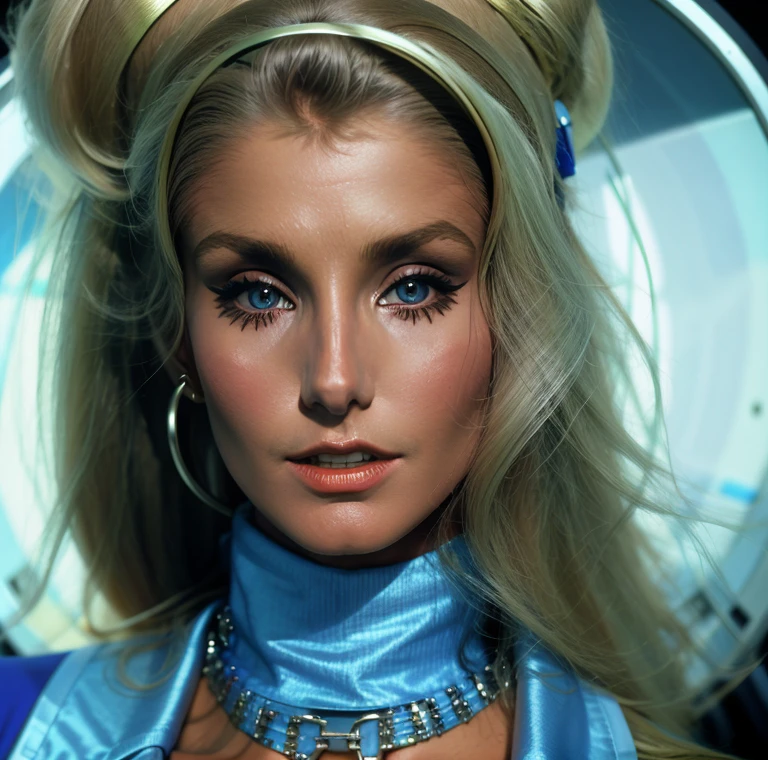 Heather Thomas 8k portrait of 1960s science fiction as air stewardess, (( flight attendan))