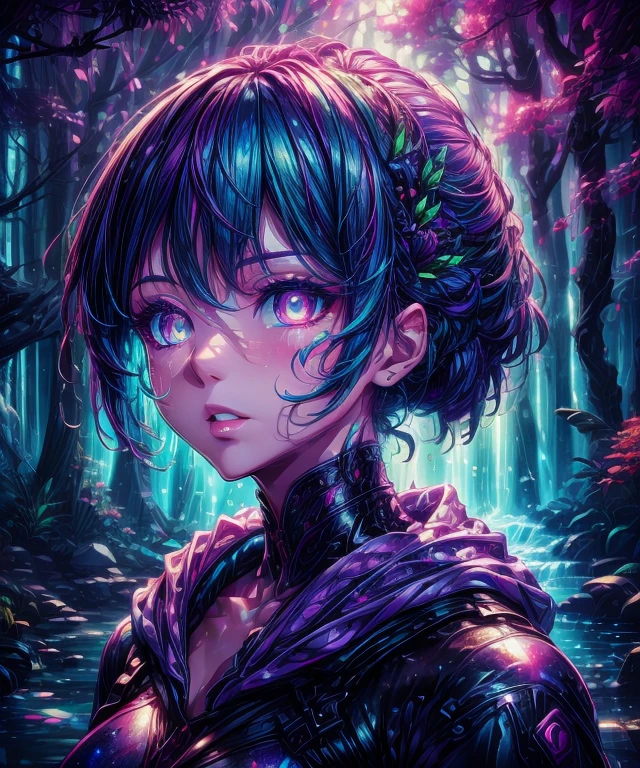 (best quality,ultra-detailed,highres:1.2),realistic,portrait,studio lighting,sharp focus,physically-based rendering,vivid colors,bokeh,artistic style,)))aesthetic(((,cool tones,(((dramatic,colorful))),lighting:1.1),dynamic pose,male ager,focused expression,((((nature-themed,organic))),elements,floaty particles,exquisite attention to facial features,emphasizing detailed eyes and lips,clean background