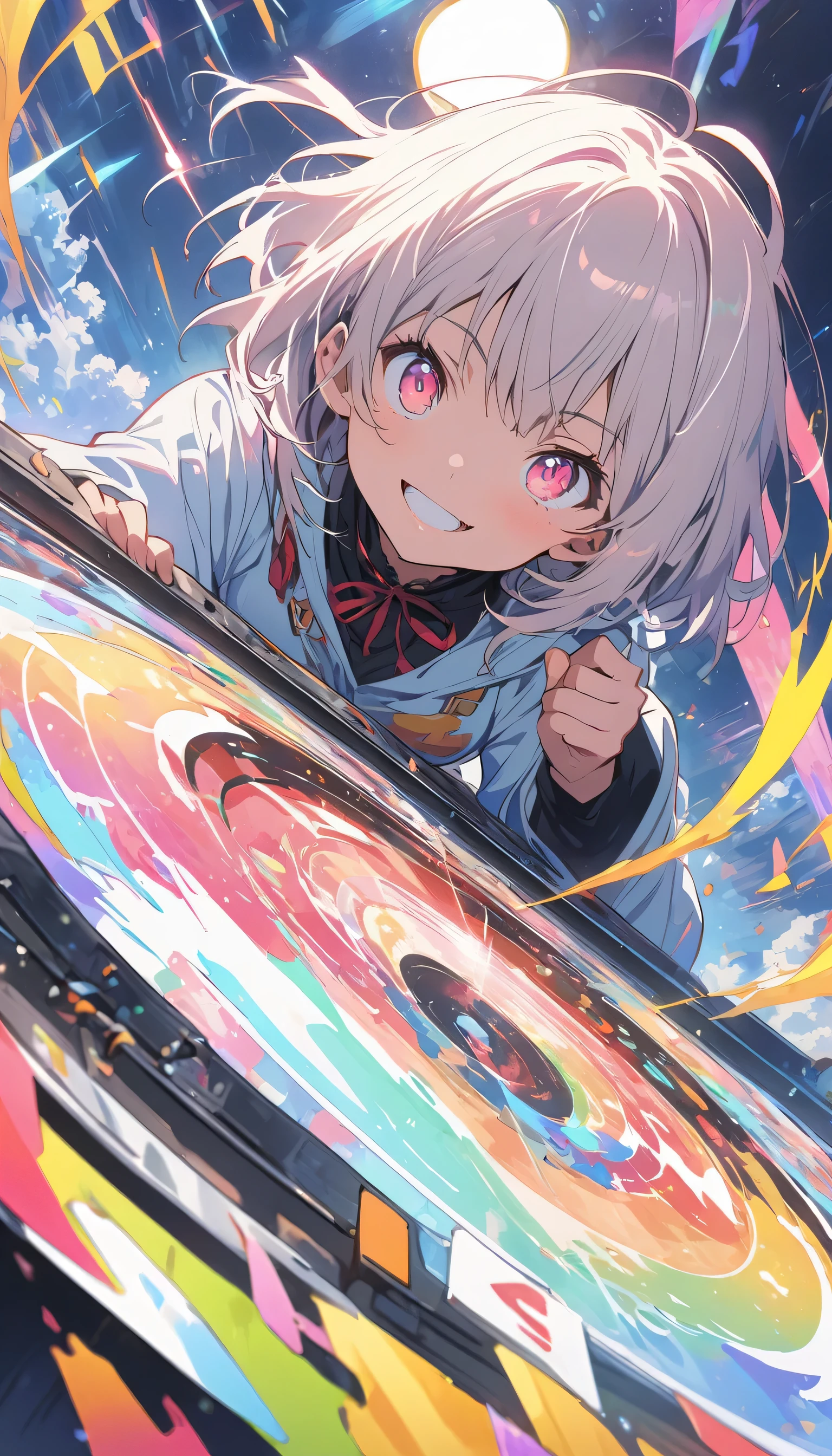 anime style, super fine illustration, highly detailed, dynamic angle, beautiful detailed, 8k, In front of numerous cathode-ray tube televisions, BREAK various programs are being broadcasted. A woman gazes at them, BREAK smiling amidst the colorful scenes.(highest quality、masterpiece、High resolution、detailed)anime style、flat style、(Shining Eyes、Beautiful Face),  BREAK,Dynamic Angles、anime